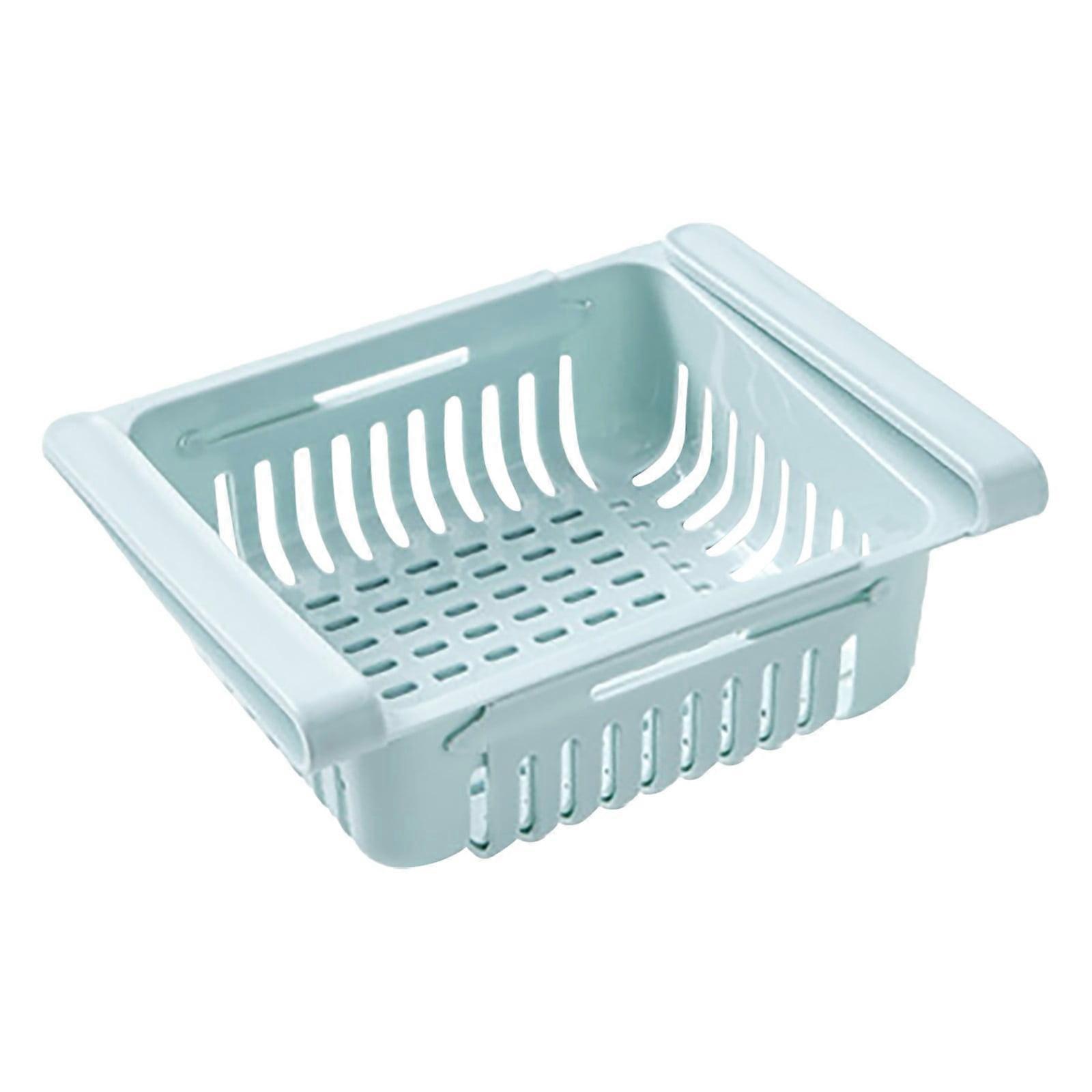 Clearance Hot! 2 Pack Kaireo Retractable Fridge Storage Containers, Wire Shelving with Drain Basket, Refrigerator Drawer Organizer Compatible with