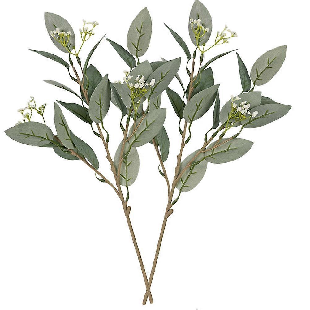 Wear-Resistant Olive Branches Plastic Plant Decor for Home 2Pcs