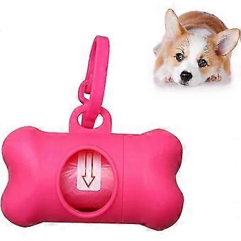 Dog Poop Bag Dispenser with Clip Leash, 1 Roll Waste Bags, Pink &my