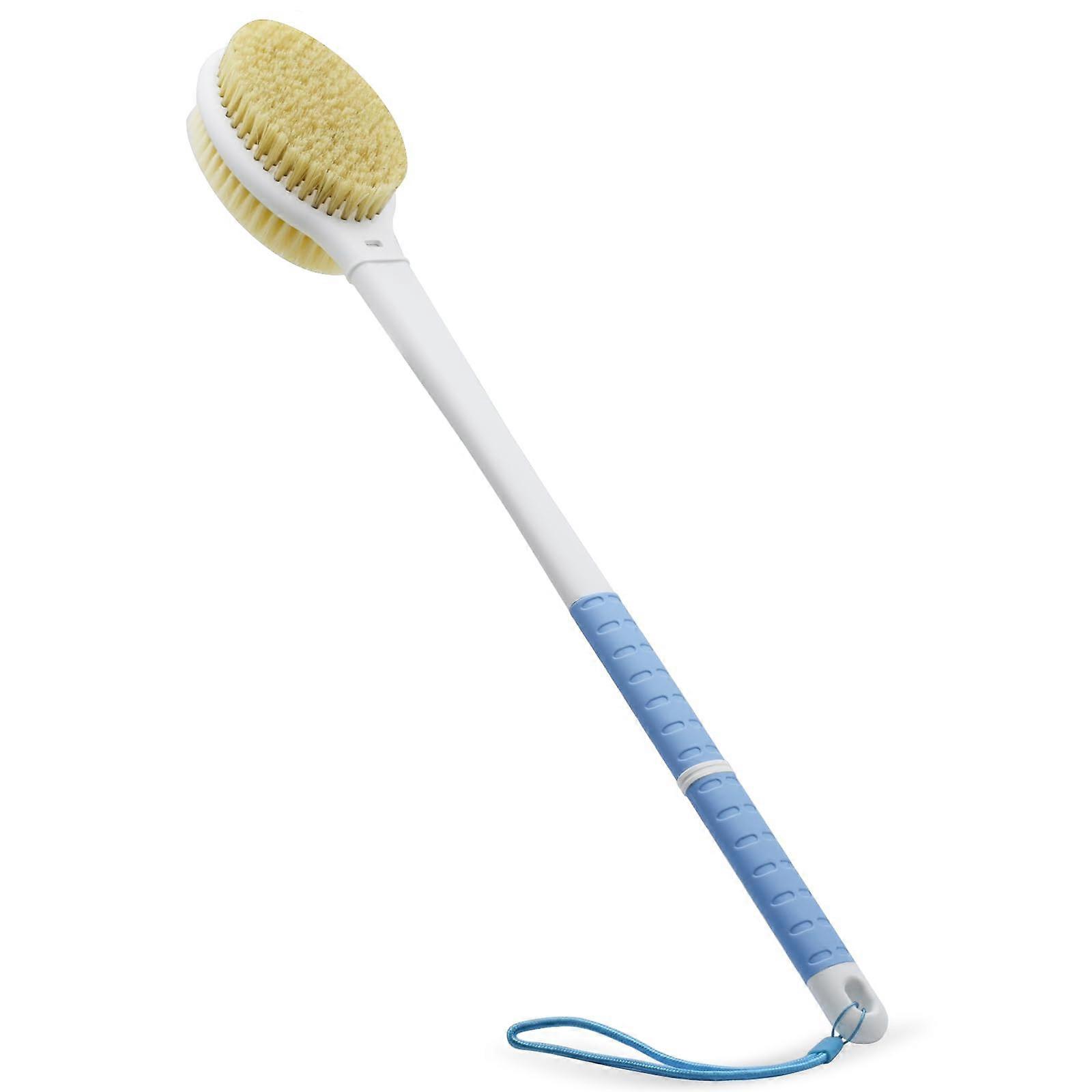 Shower Brush Soft And Stiff Bristles 20.5Inch Extra Long Handle DualSided Back Scrubber For Wet Or Dry Brushing