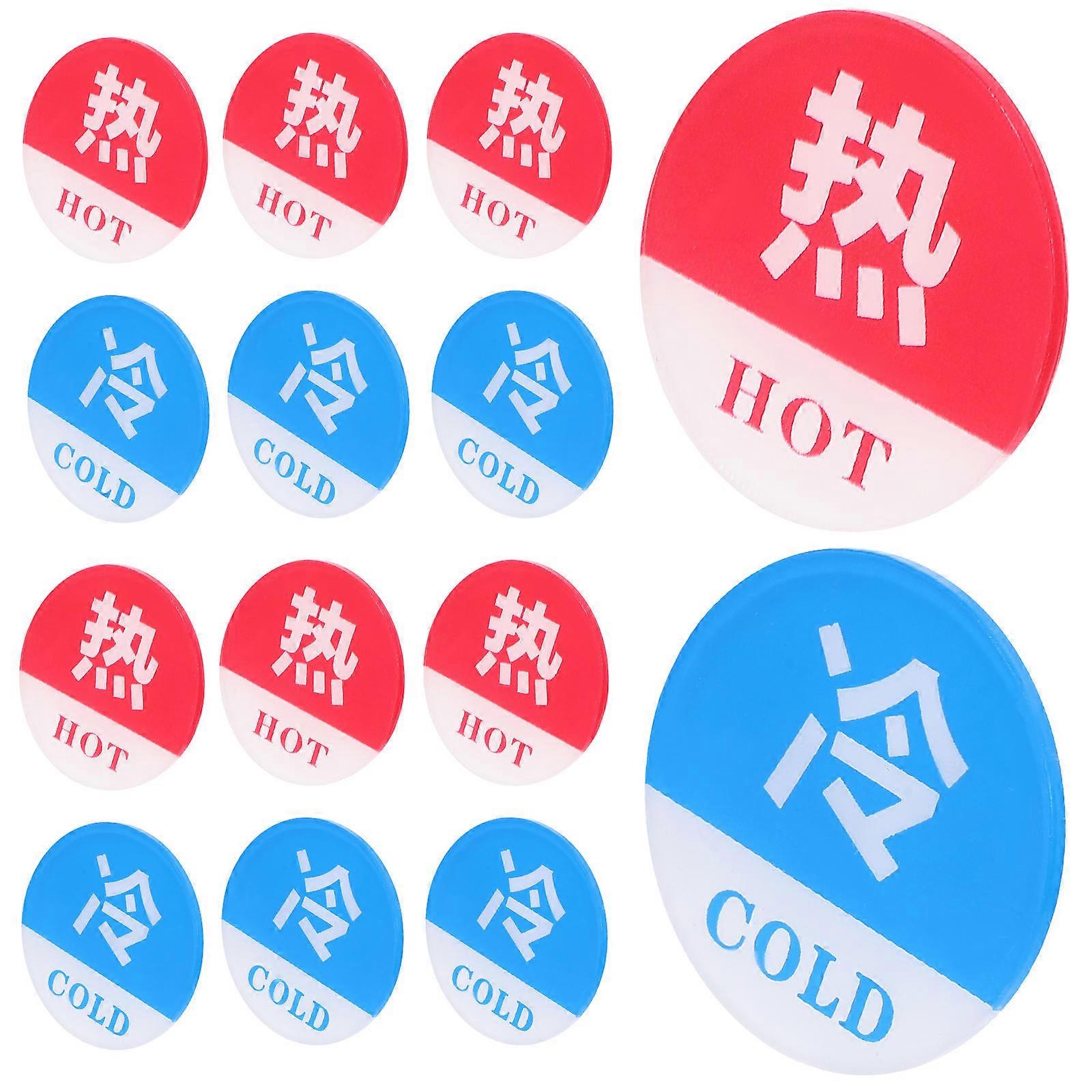 Acrylic Hot and Cold Water Signs Hot Water Sign 10Pairs for Home Bathroom