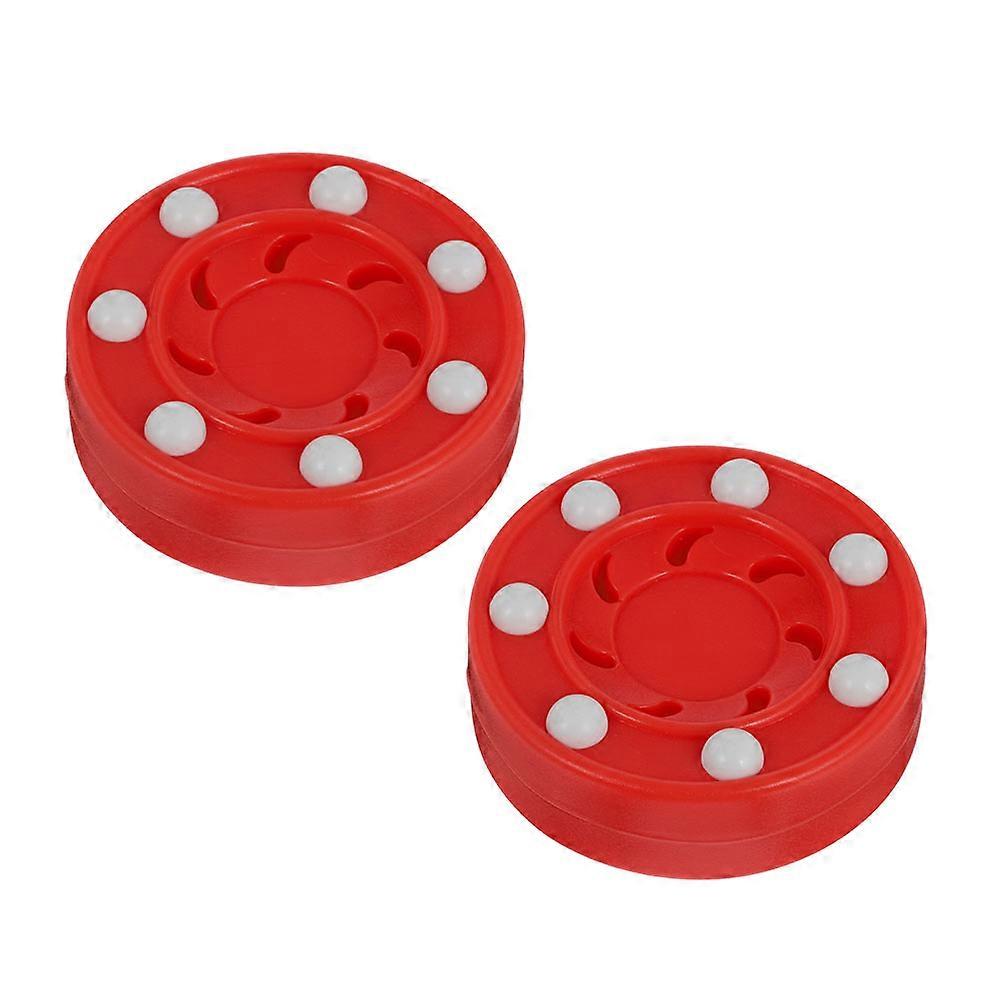 Red Roller Hockey Puck for Training Use 4Pcs Lightweight PP Material
