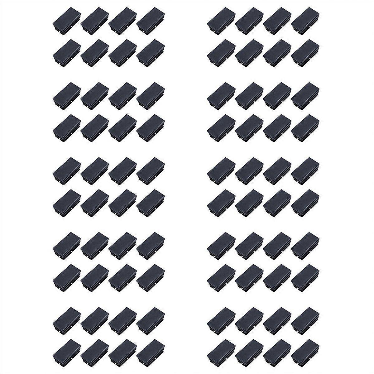 8 Pcs Black Plastic Rectangular Blanking End Caps Inserts 20mm x 40mm