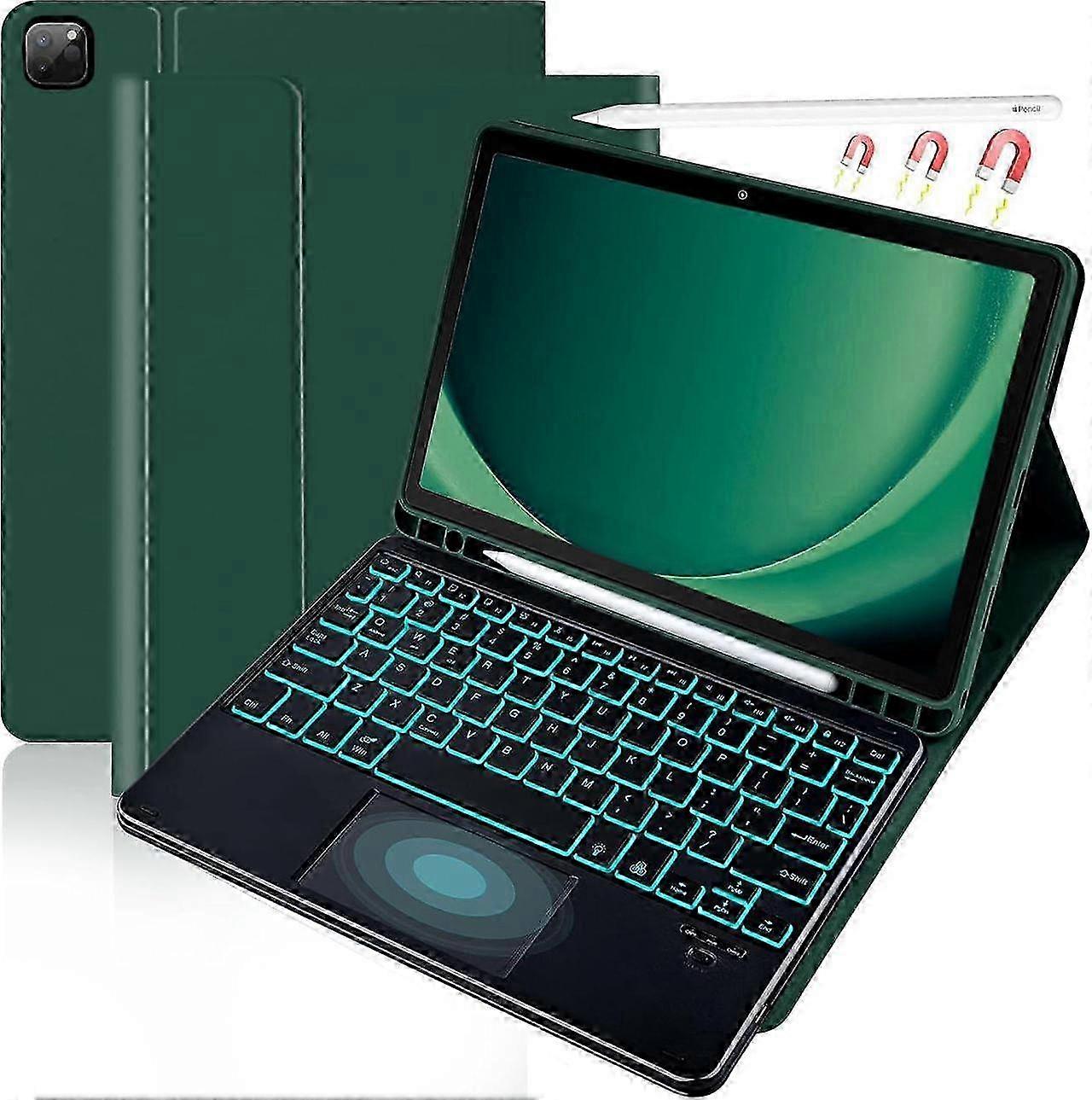 for iPad Air 13 inch Keyboard Case M2 2024, Detachable Bluetooth Keyboard with Trackpad 7 Colors RGB Backlit, Pencil Holder for iPad Pro 12.