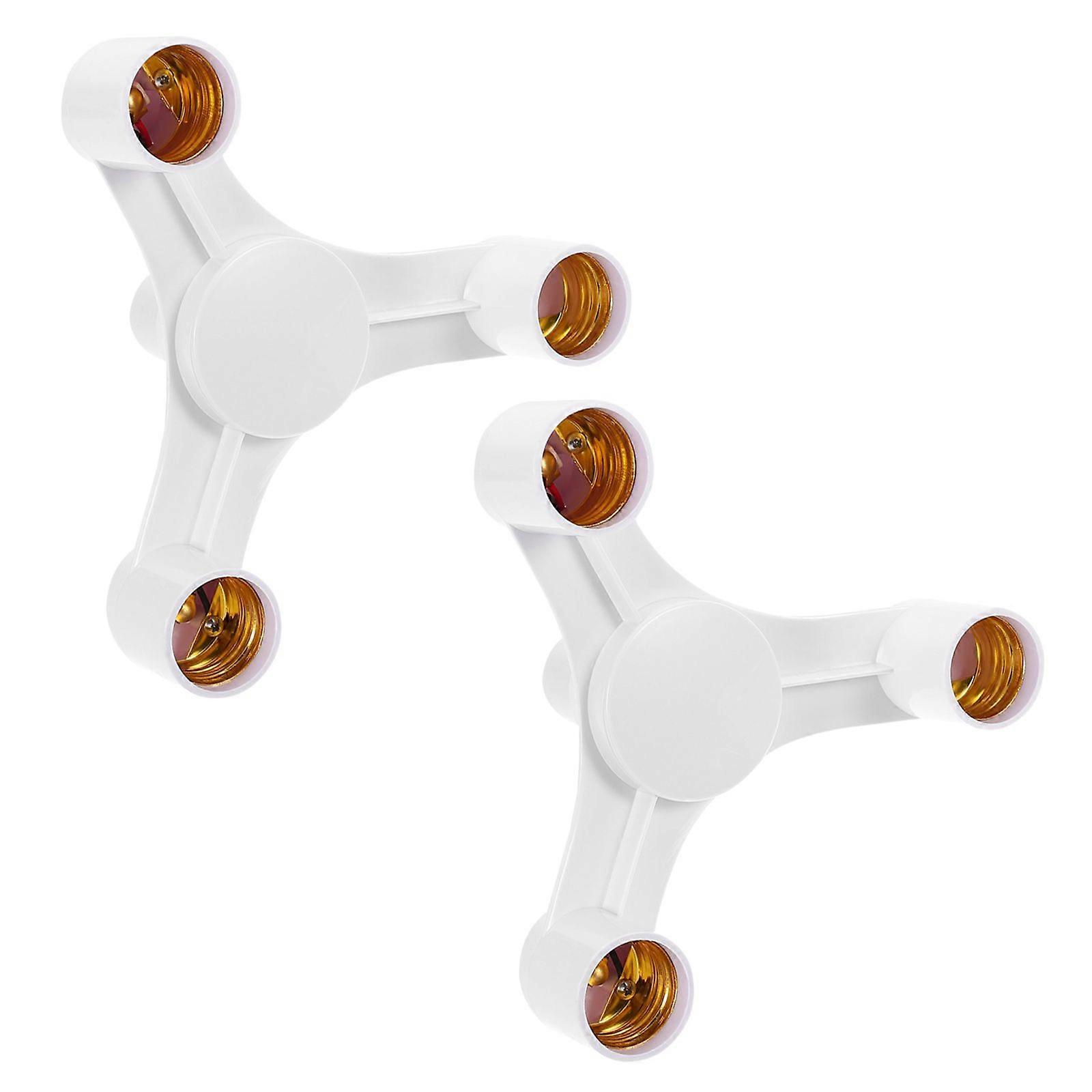 2 PCS Lampholder E27 Triple Head Light Conversion Socket Household Lamp Holder