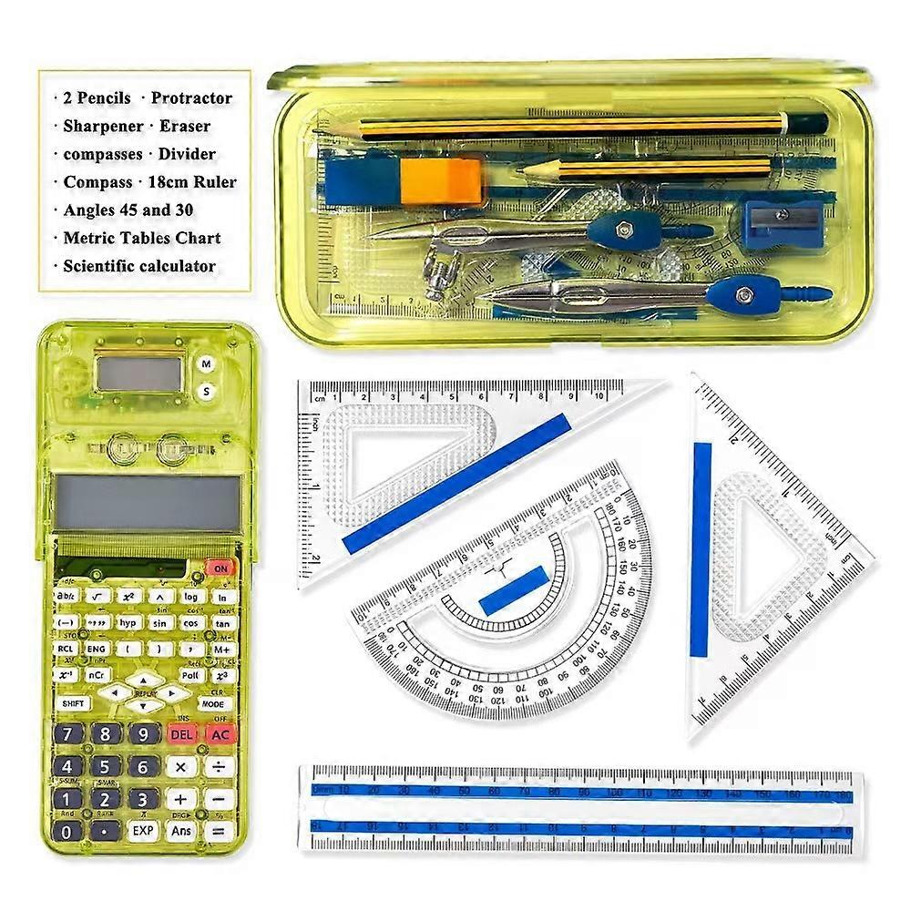 C9-Luxmoc Multi-Function Scientific Calculator With Time Display+Pencil Case
