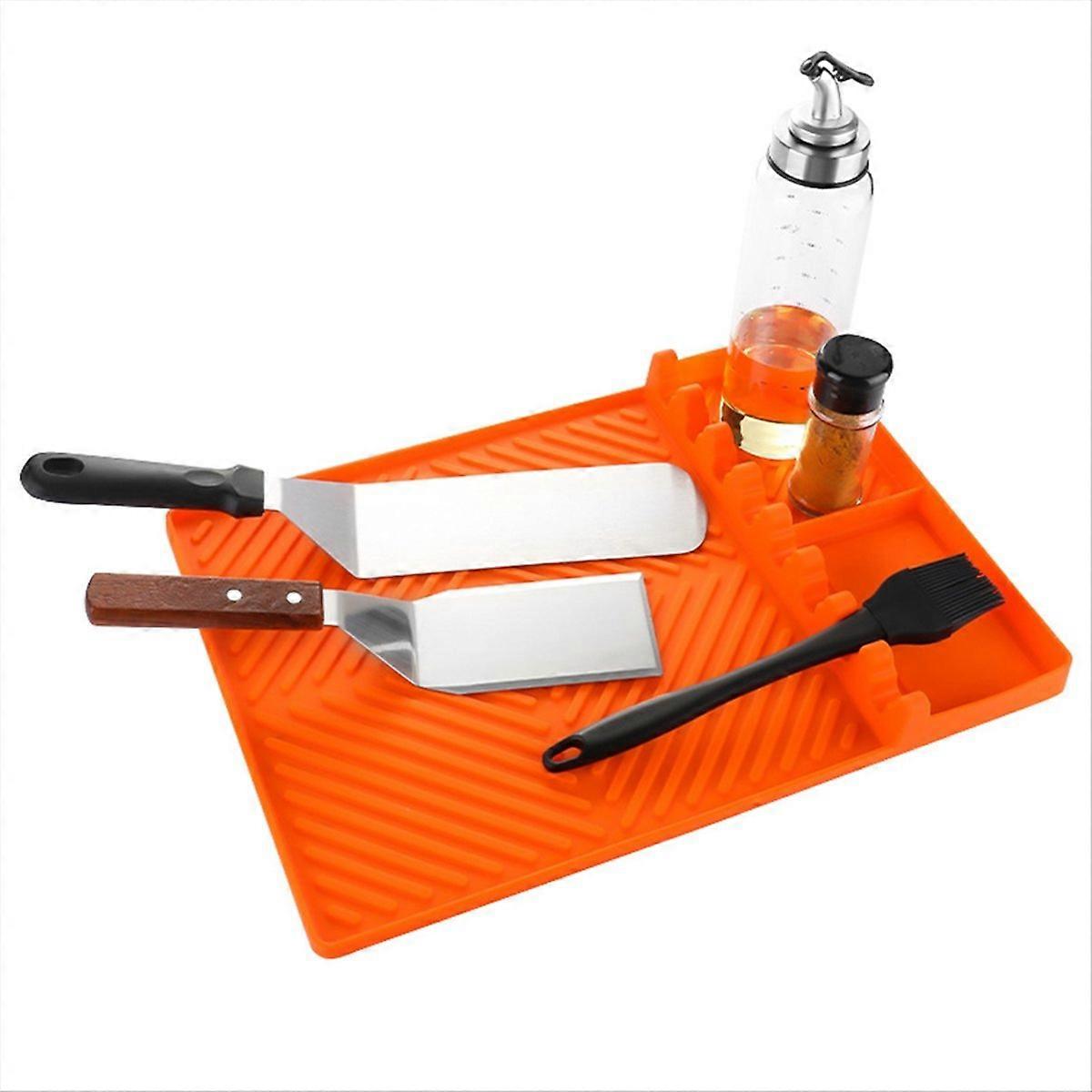 Barbeque Grill Accessories Tool for Side Shelf Mat Grill Orange Large