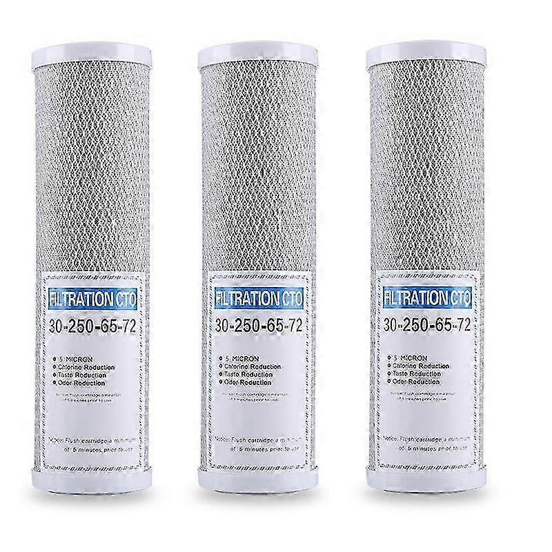 3Pcs Water Filter Activated Carbon Filter 10 Inch Replacement Purifier CTO Block Carbon Filter