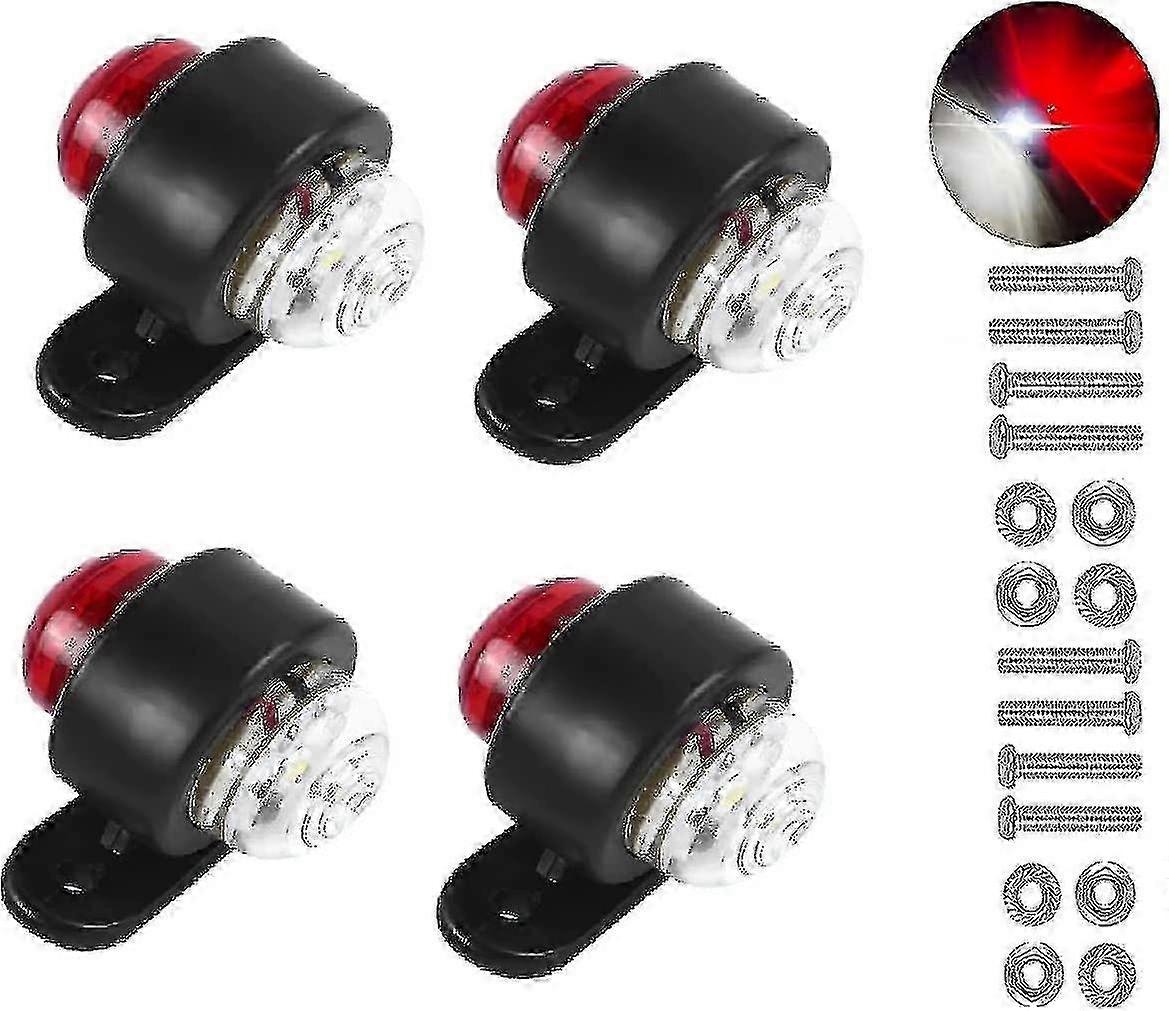 أضواء خلوص حمراء بيضاء للشاحنات ، 4 عبوات مصابيح تحديد جانبية LED