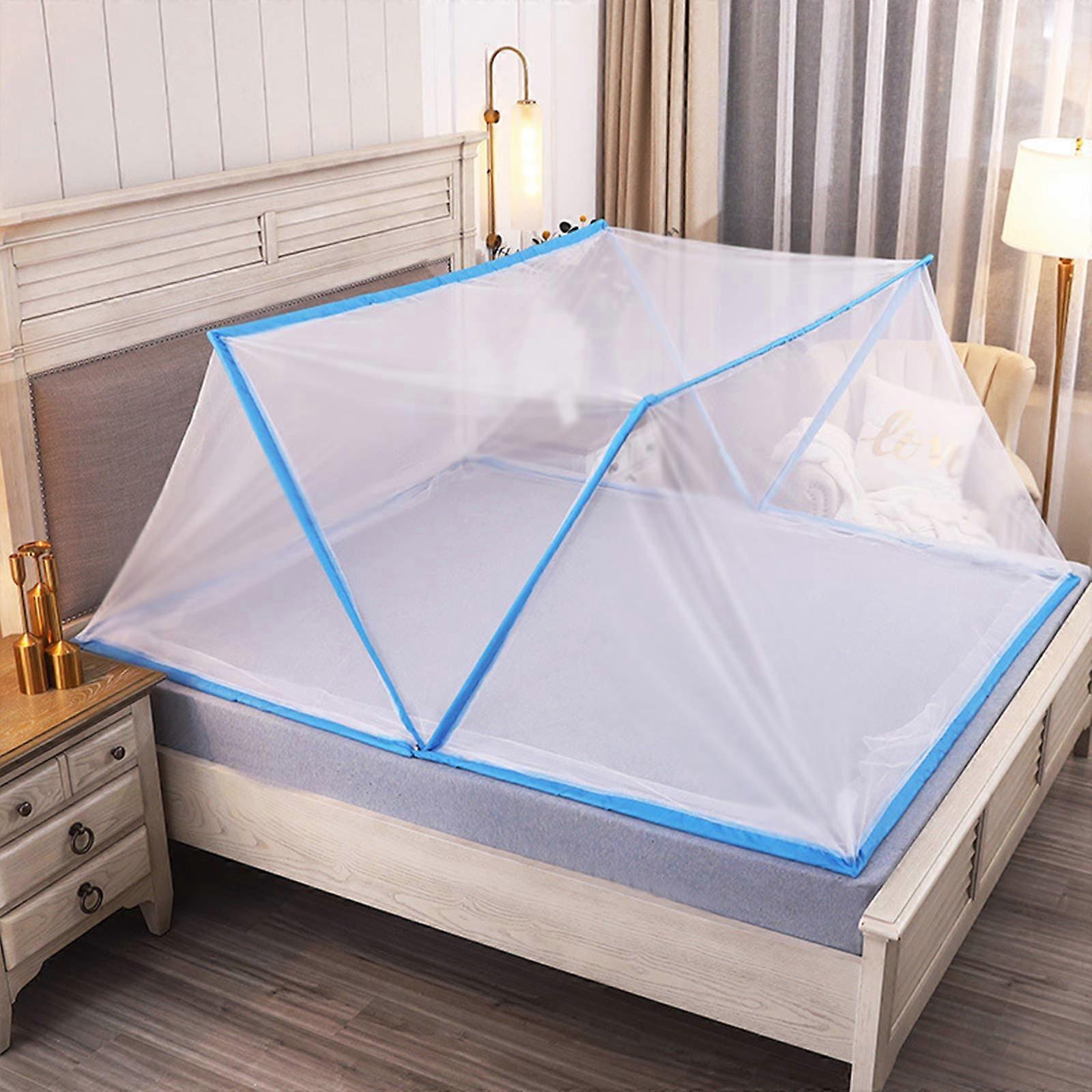 Arched Mosquito Net Blue 135x190cm Bed Canopy Netting Foldable Pop Up Universal Bed Portable Travel