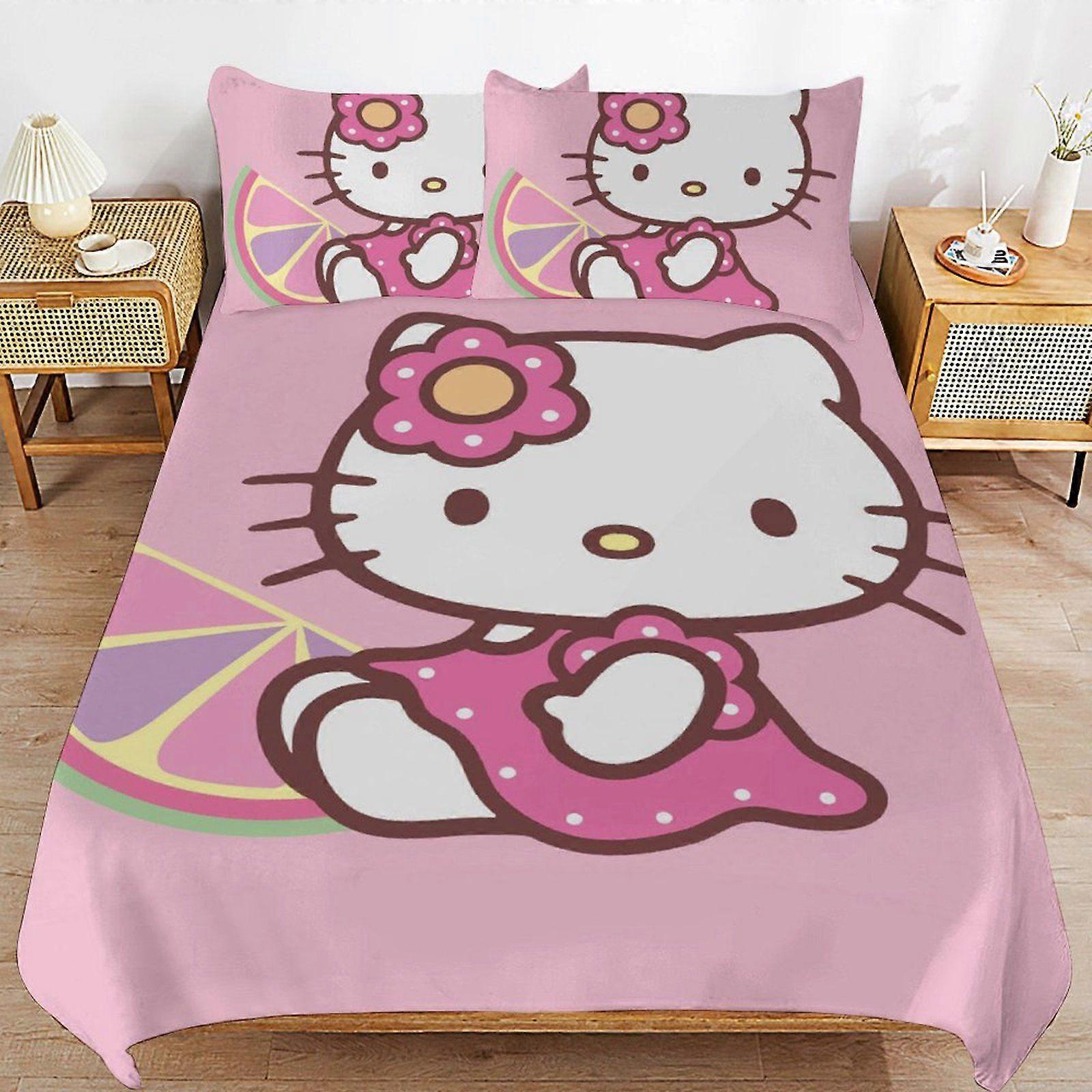 u659 Hello Kitty Hidden Zipper System Comfort Texture Lightweight Durable Duvet Cover Sets for Modern Rooms n659