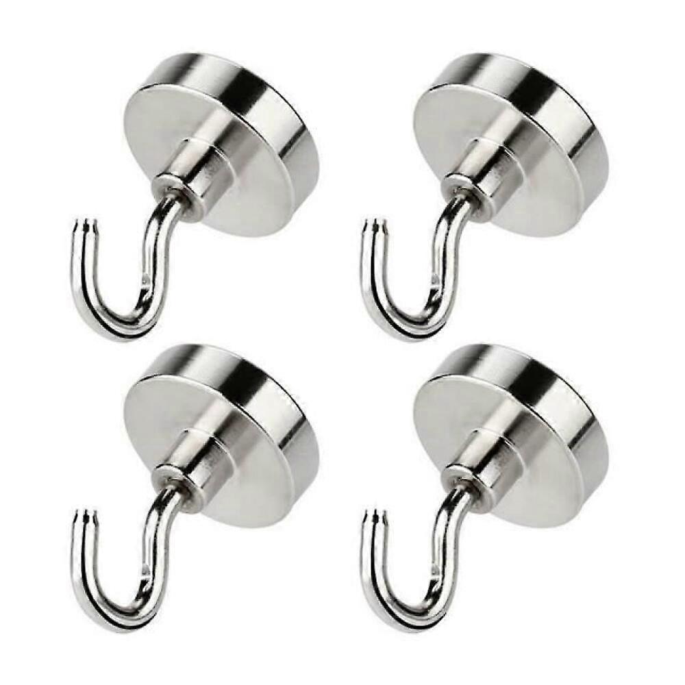 4-piece magnetic hook set, suitable for magnetic surfaces, silver