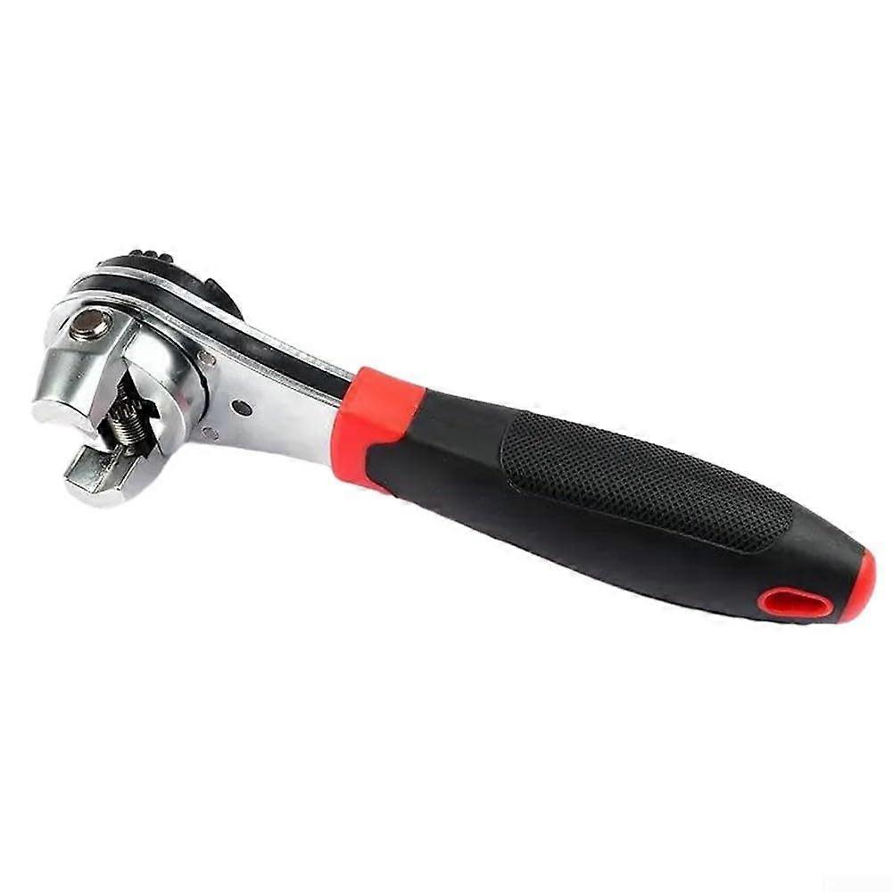 Ratchet Wrench Tool 622mm Metric And 1/47/8 Inch Fasteners Adjustable Socket Wrench With Ergonomic Handle Silver/Red