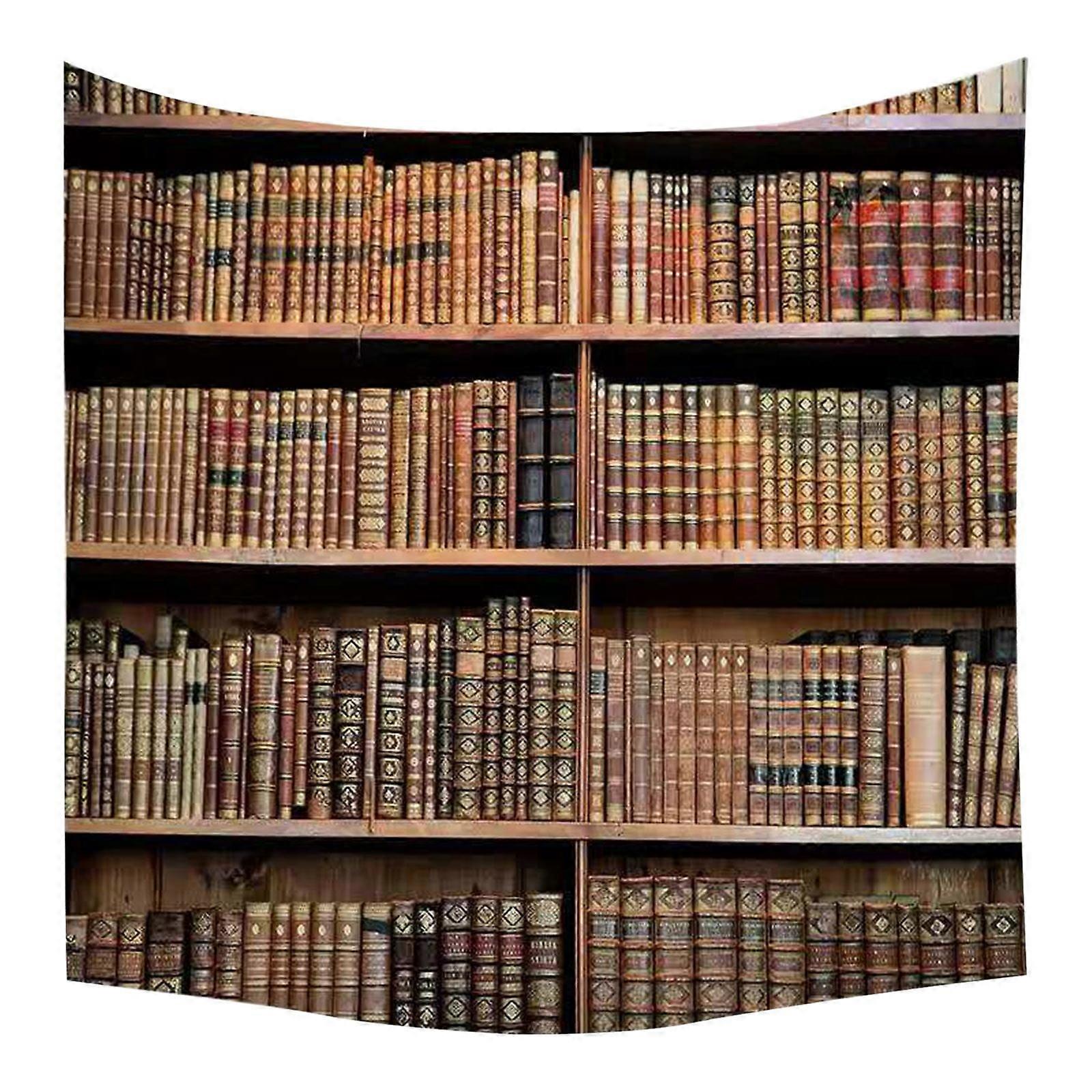 Vintage Library Bookshelf Tapestry Wall Hanging, Art Printed Boho Hippie Wall Art for Bedroom Dorm, Compatible with Poaug