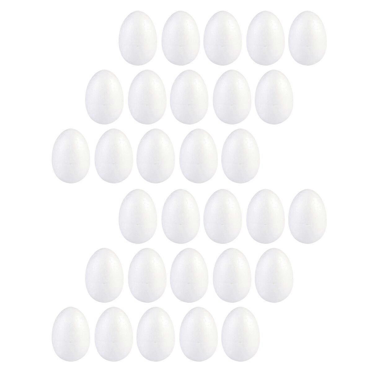 30pcs Painting Egg Teaching Children DIY Craft Practice Solid Egg Model (7x5.2cm)7cmX5.2cmWhite SZRH
