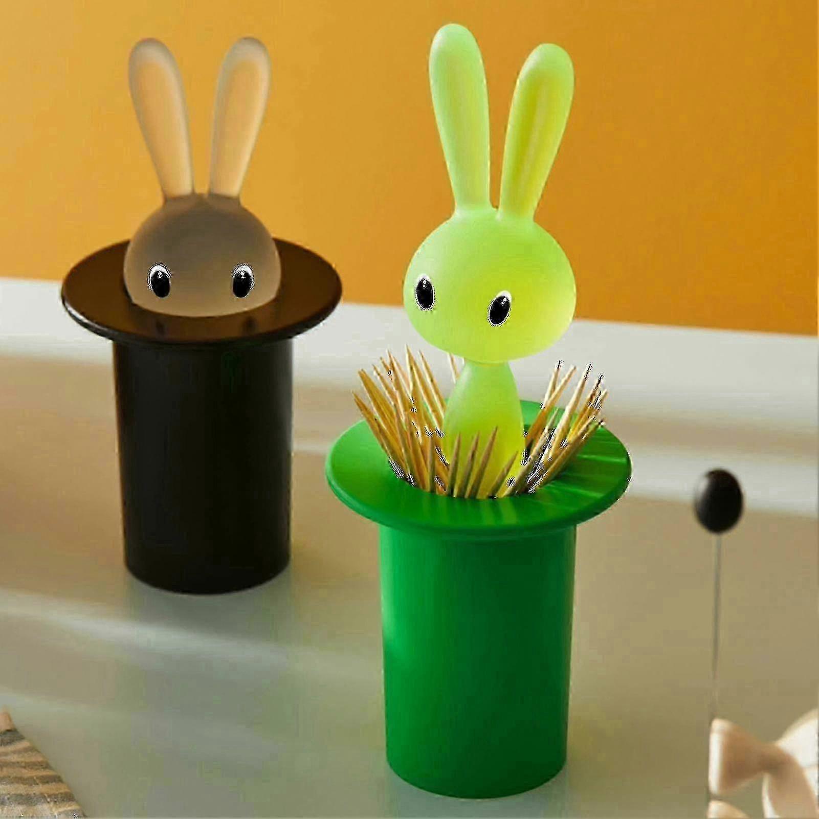 Large Capacity Toothpick Storage Box: Dustproof Self-Picking Rabbit Toothpick Holder for Home Fast Retrieval