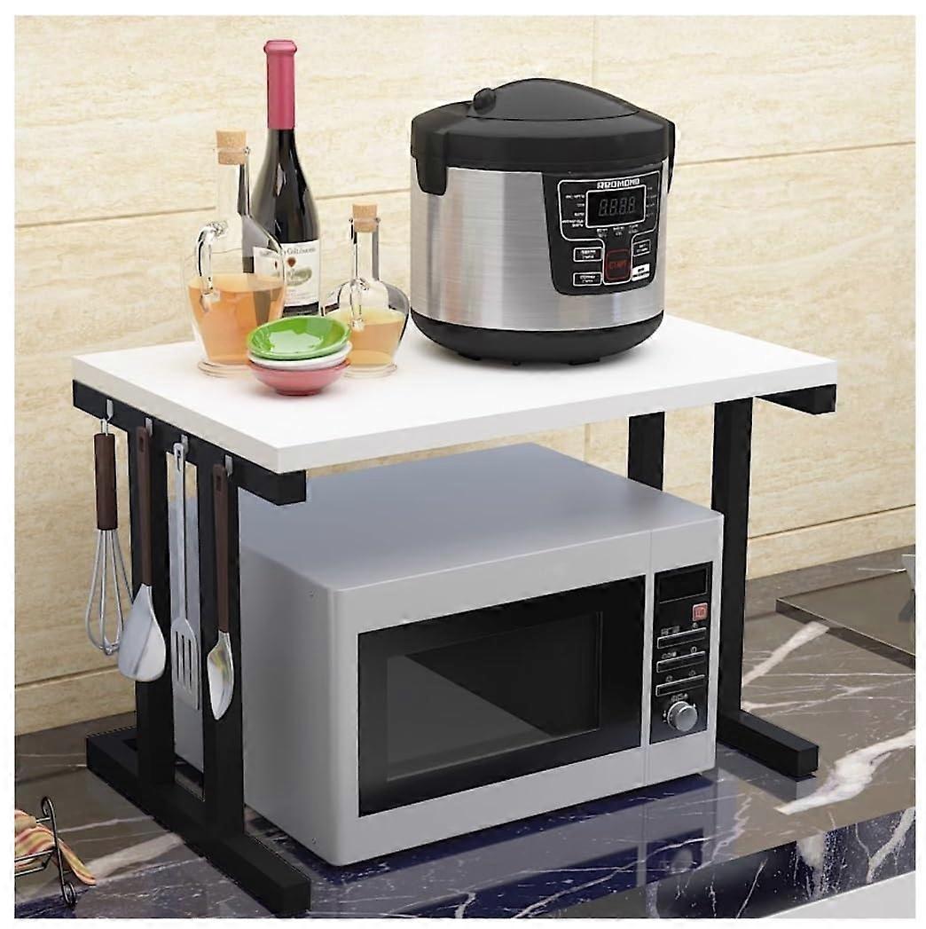 2Tier Microwave Stand With Kitchen Counter Shelf, SpaceSaving Organizer For Small Appliances, Sturdy Modern Design