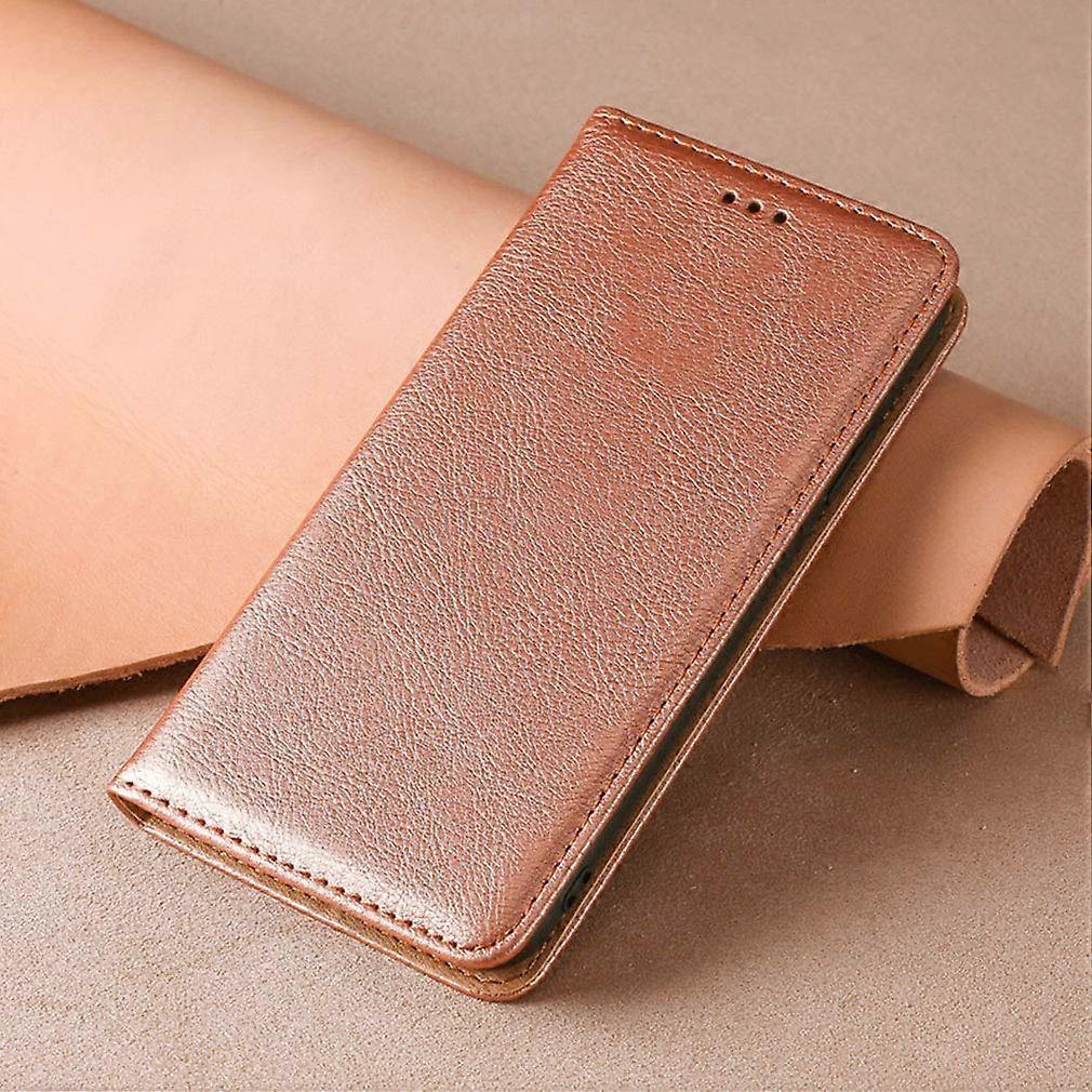 Leather Wallet Case with Card Slots Stand Magnetic Shockproof TPU Light Brown for iPhone 8 Plus 7 Plus