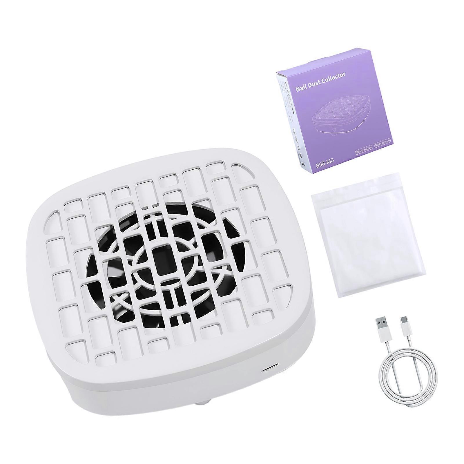 Mini Nail Dust Collector Highly Efficiency Absorption Quiet Operation Portable Design For Home Salon Use  White