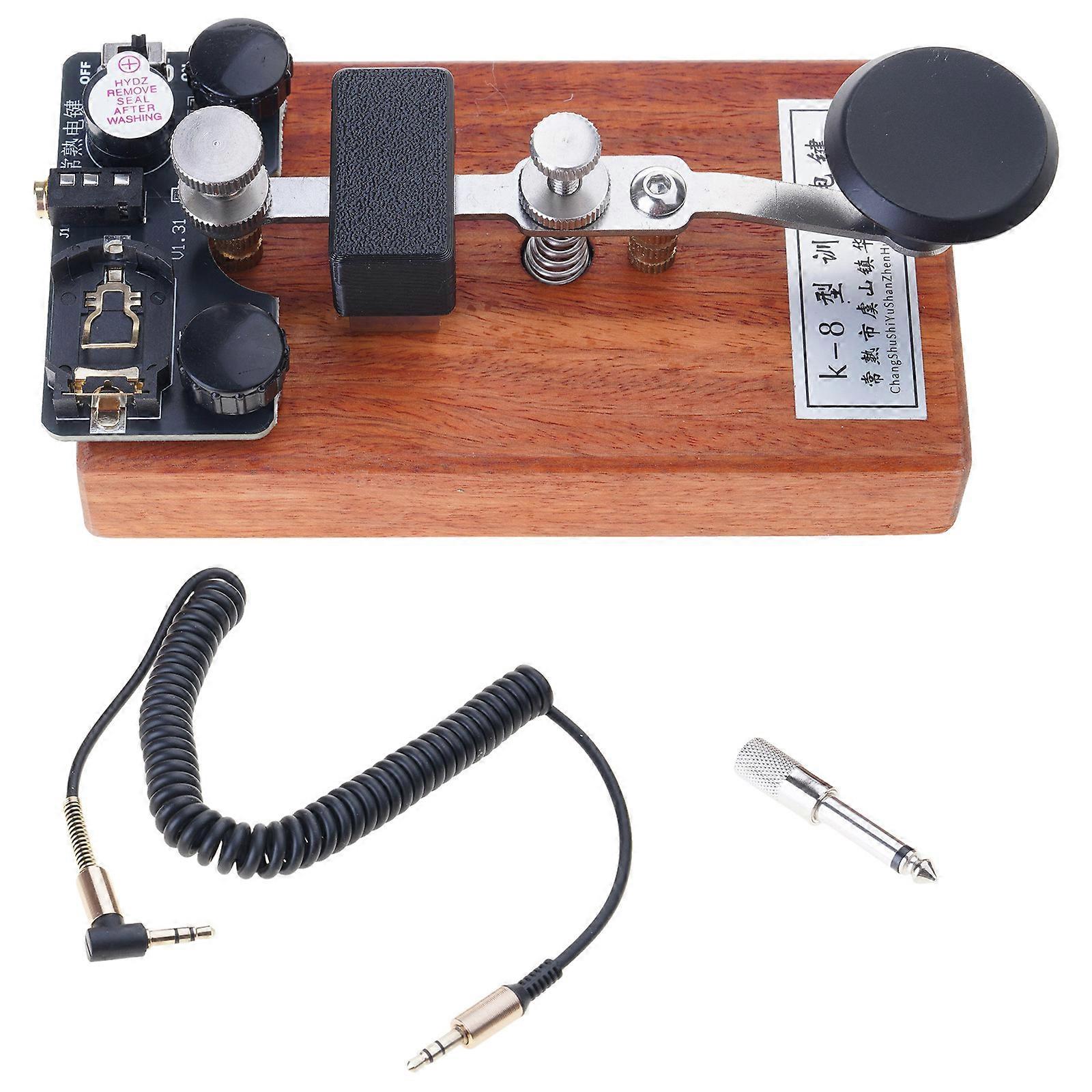 Training CW Key Manual Training Morse Code Key with 3.5mm Audios Cable Morse CW Keyer Shortwave Practice Board Wood Base Multicolor
