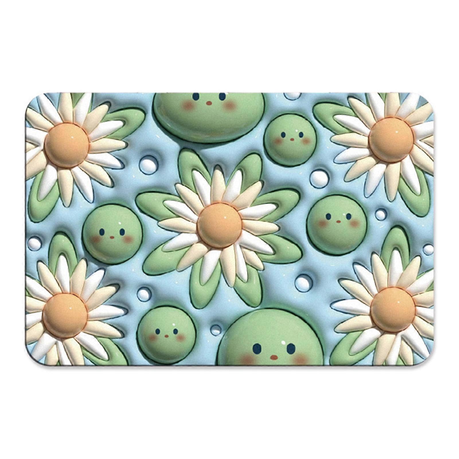Quick-Drying Diatom Mud Bathroom Floor Mat - 3D Visual Effect Flower Pattern