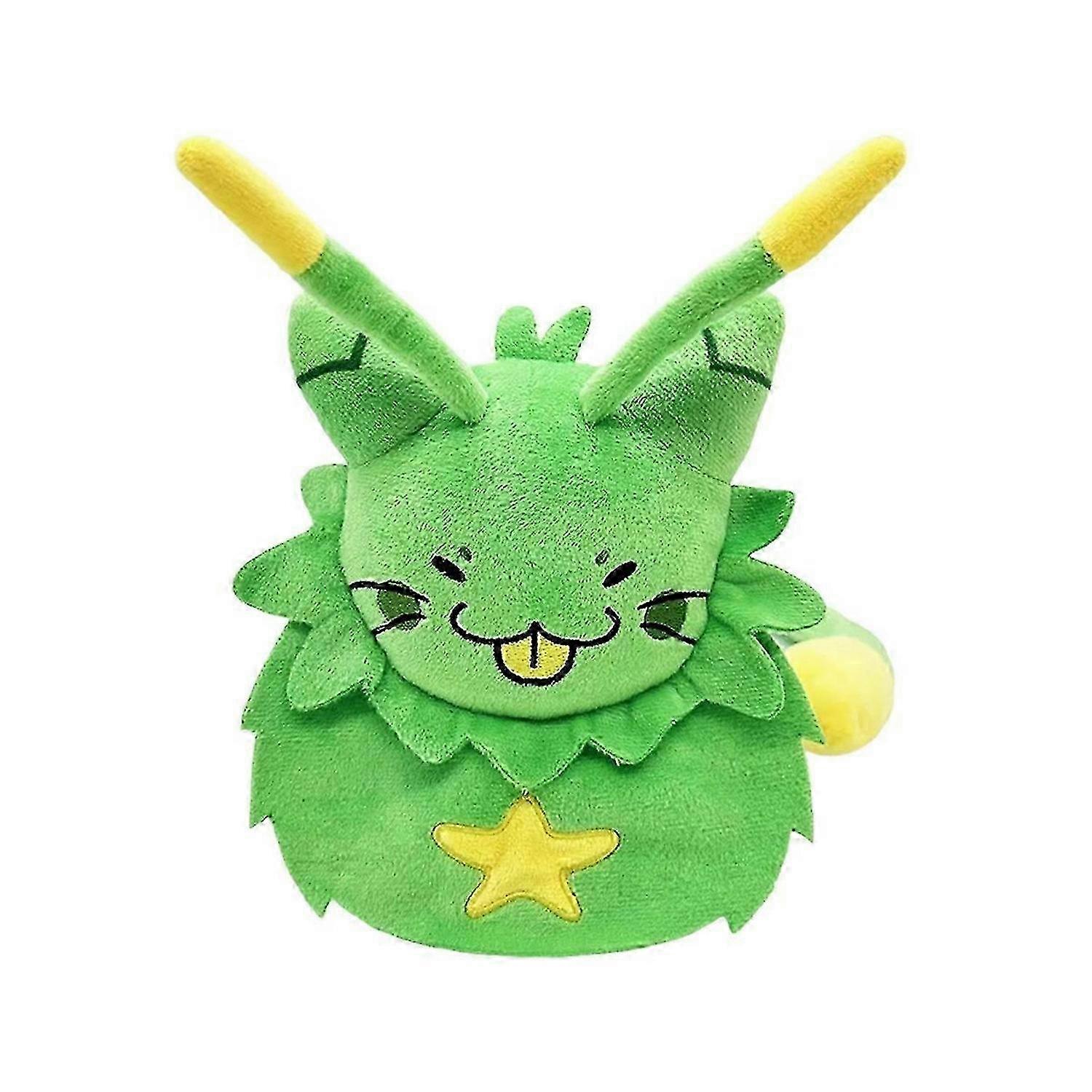 Plush toy for kids with green alien cat design and soft fur