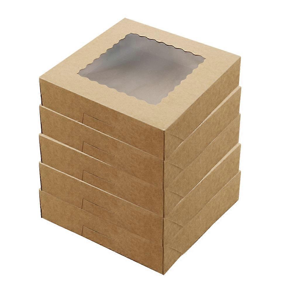 5Pcs Creative Case Dessert Baking Box Simple Gift Box Light Brown