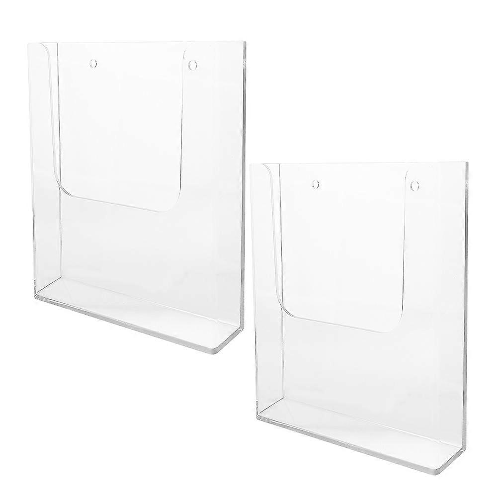 Transparent Acrylic Brochure Holder Wall Mount for Displaying 2Pcs Flyers