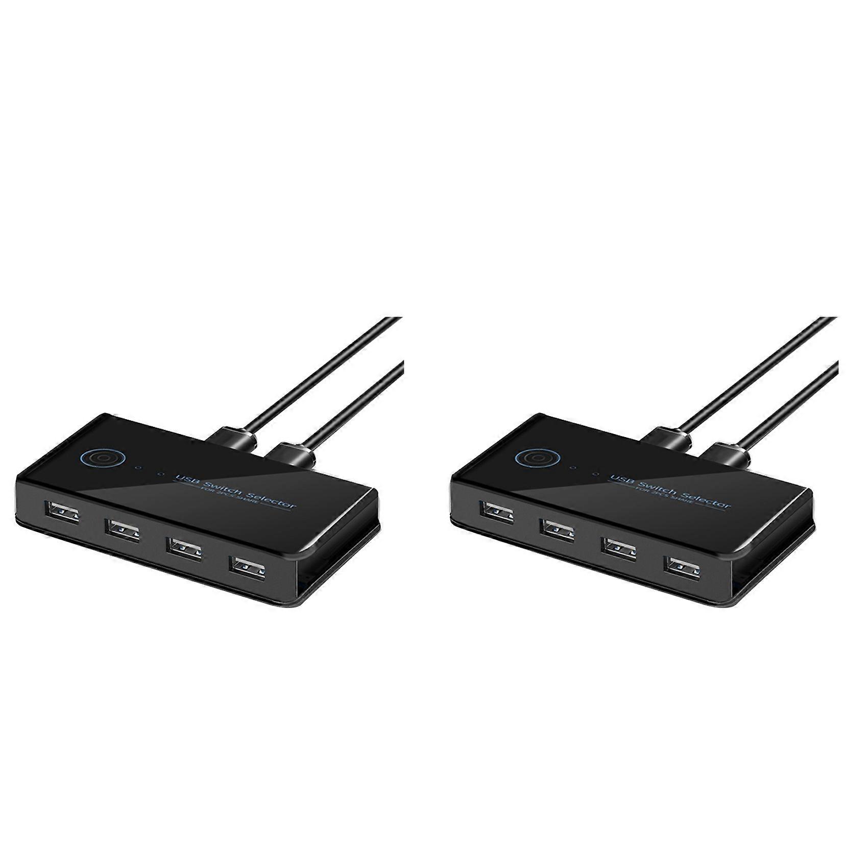 2X USB KVM Switch USB Shared Switcher 2 in 4 Out for Laptop PC Keyboard Mouse Printer USB Switch Hub Adapter USB 2.0