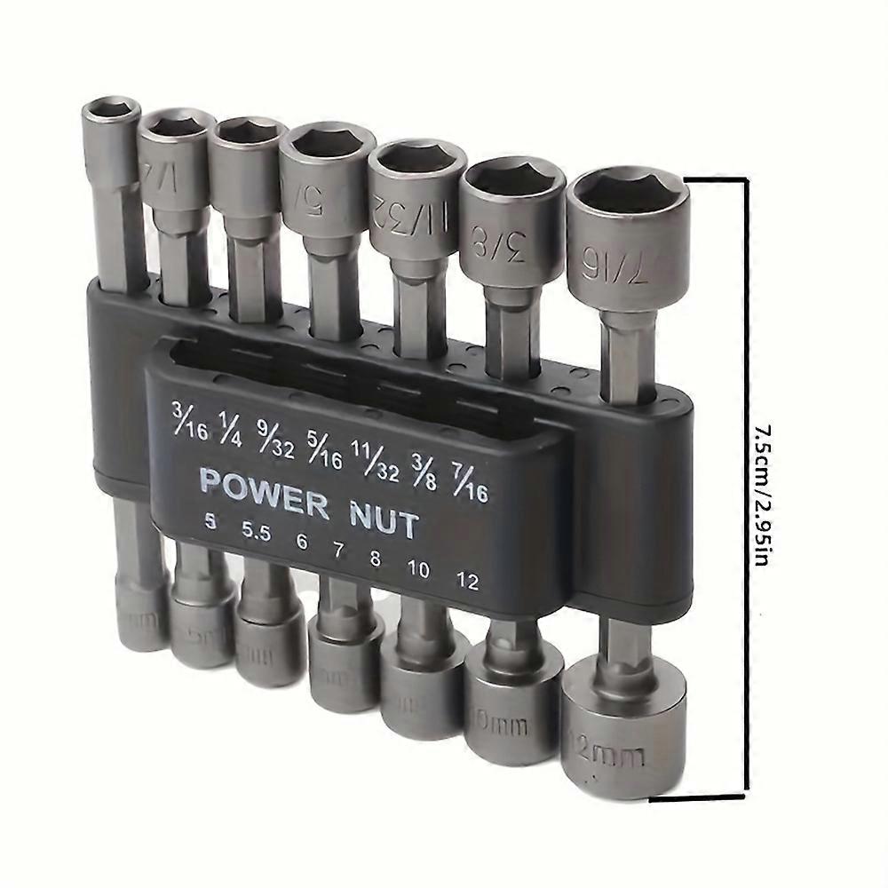 9pcs/14pcs 5mm-13mm Hex Sockets Sleeve Bits Nozzles Nut Driver Set Screwdriver Set Bits Sets Auto Repair Tools Socket Wrenches