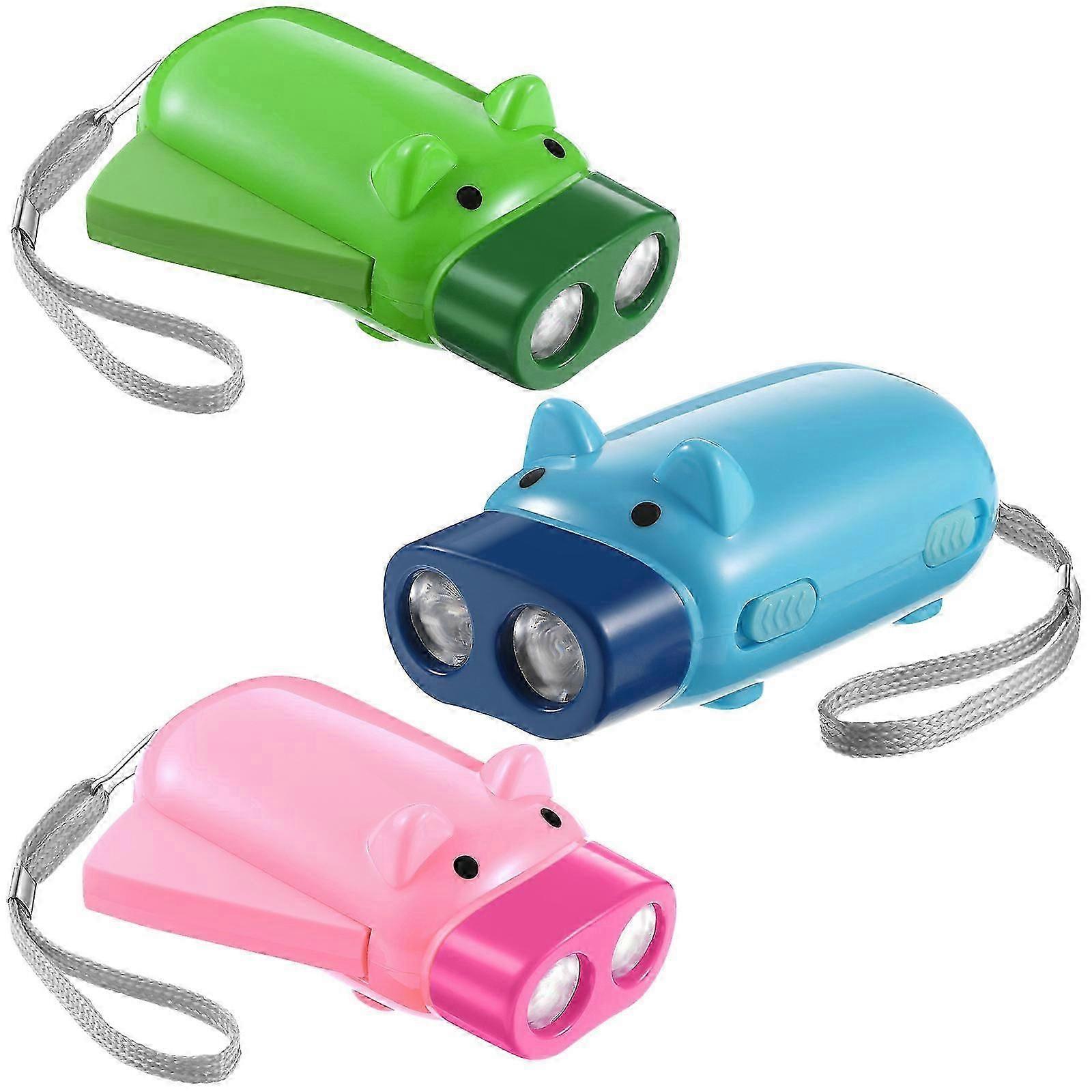 Random Color Piggy Flashlight Hand Press for Camping 3pcs