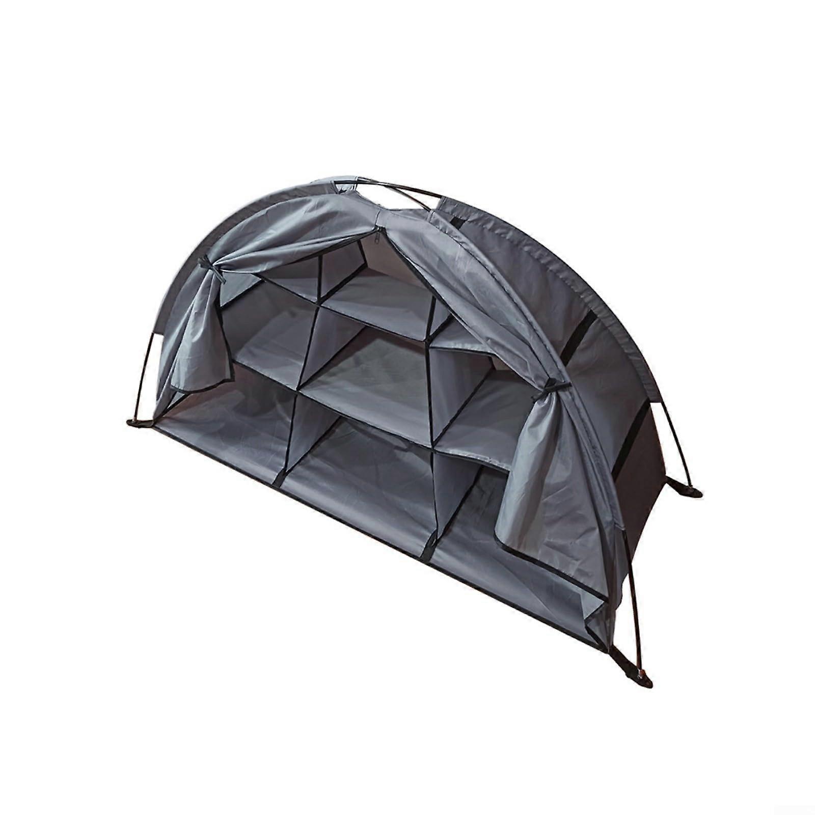 Shoe Tent For Camping 9Shelf Foldable Shoe Organizer, RV Camping Gear, Arched Zipper Closure, 30 Lbs Capacity, Grey