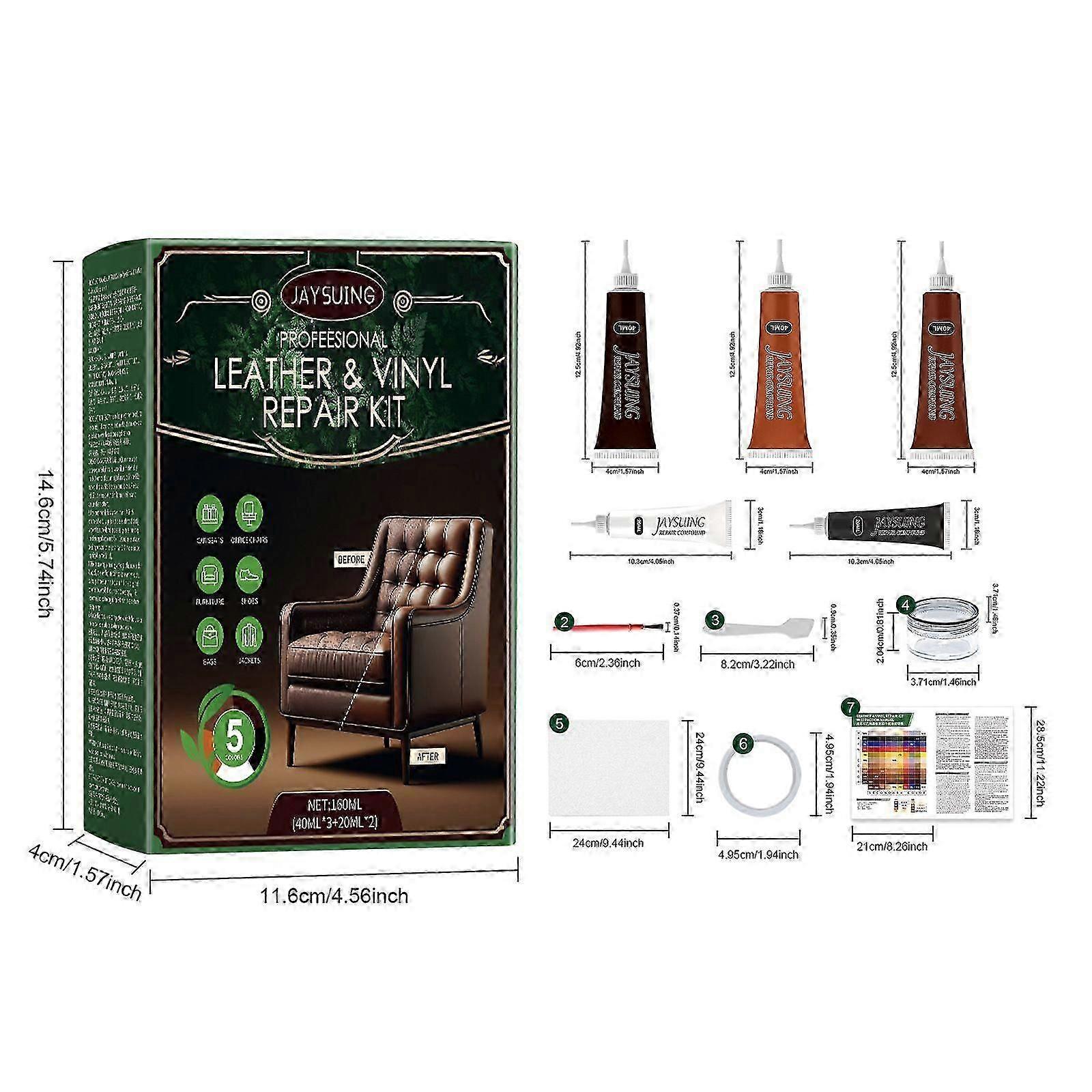 Leather Repair Kit  Deep Penetration, Easy Color Match, Fast Drying