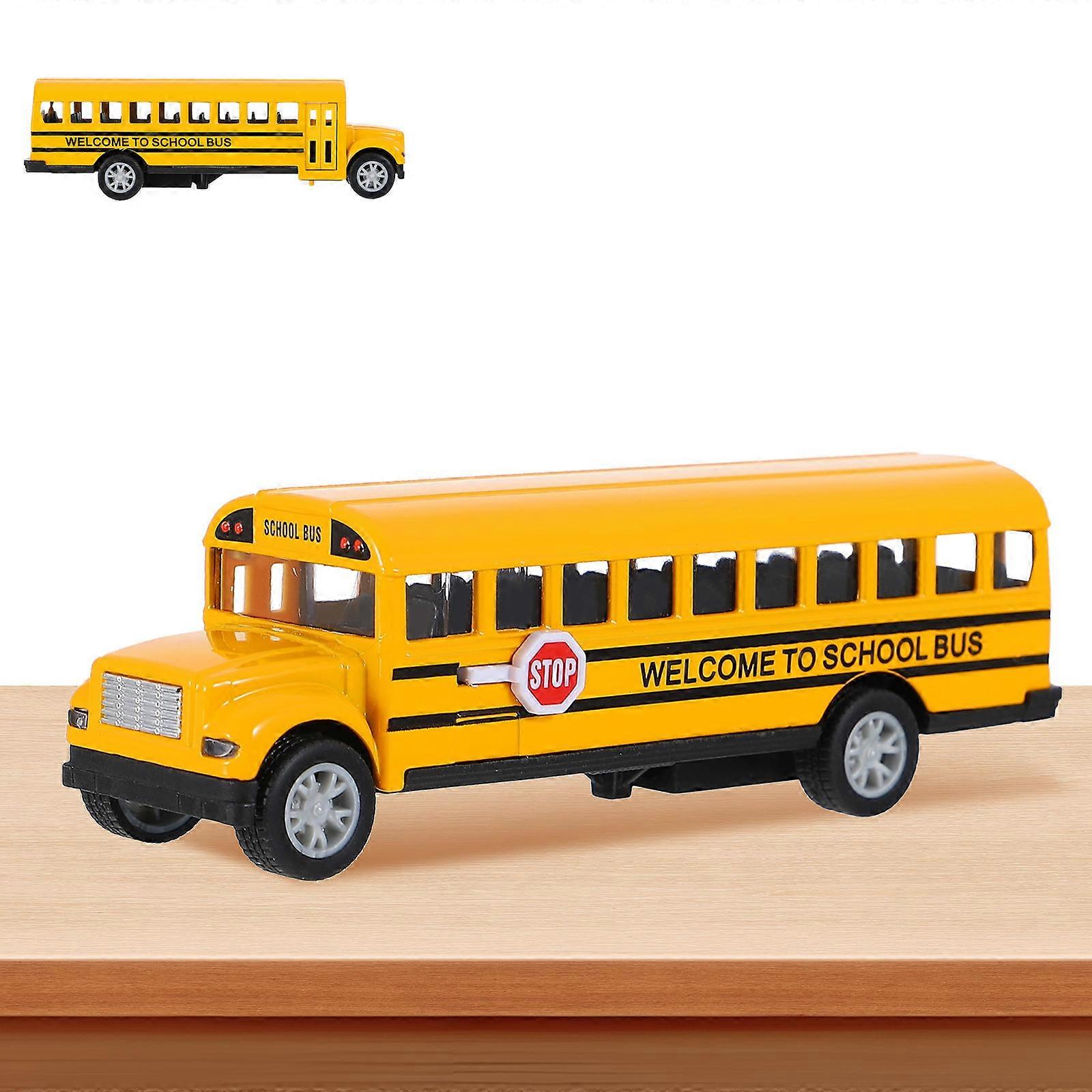 Orange Pull Back School Bus Toy Made of Alloy and Plastic for Kids to Play Lightweight and Portable 1 Piece