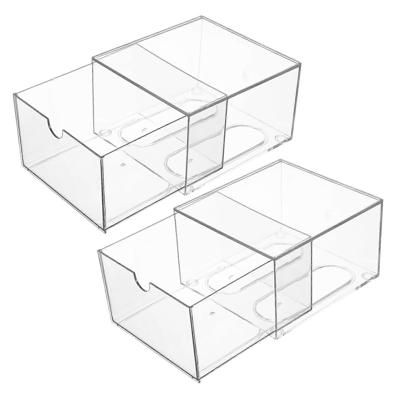 Clear Stackable Storage Drawers for Storage 2Pcs Small Acrylic Makeup Organizer