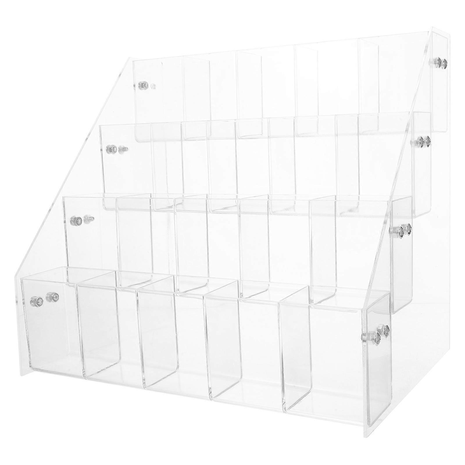 Clear Acrylic Pen Holder Transparent Display Stand for Desktop Writing Tools 4 Tier