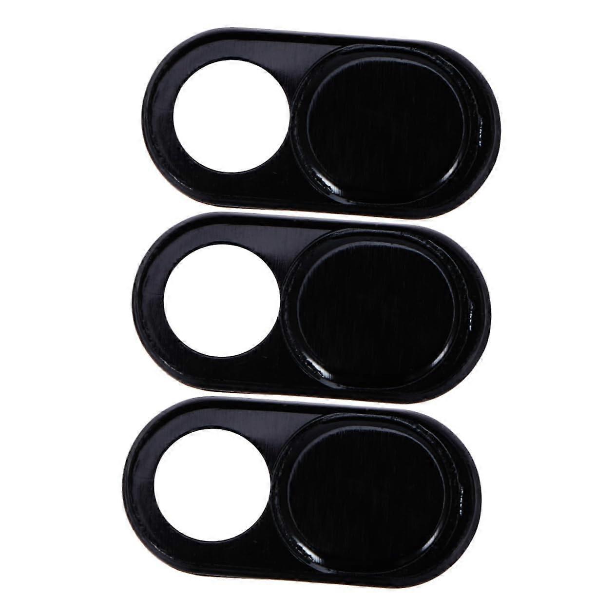 3 in 1 Webcam Privacy Cover with Smooth Sliding Lens Shield for Laptop, Desktop, Smartphone  Black ABS