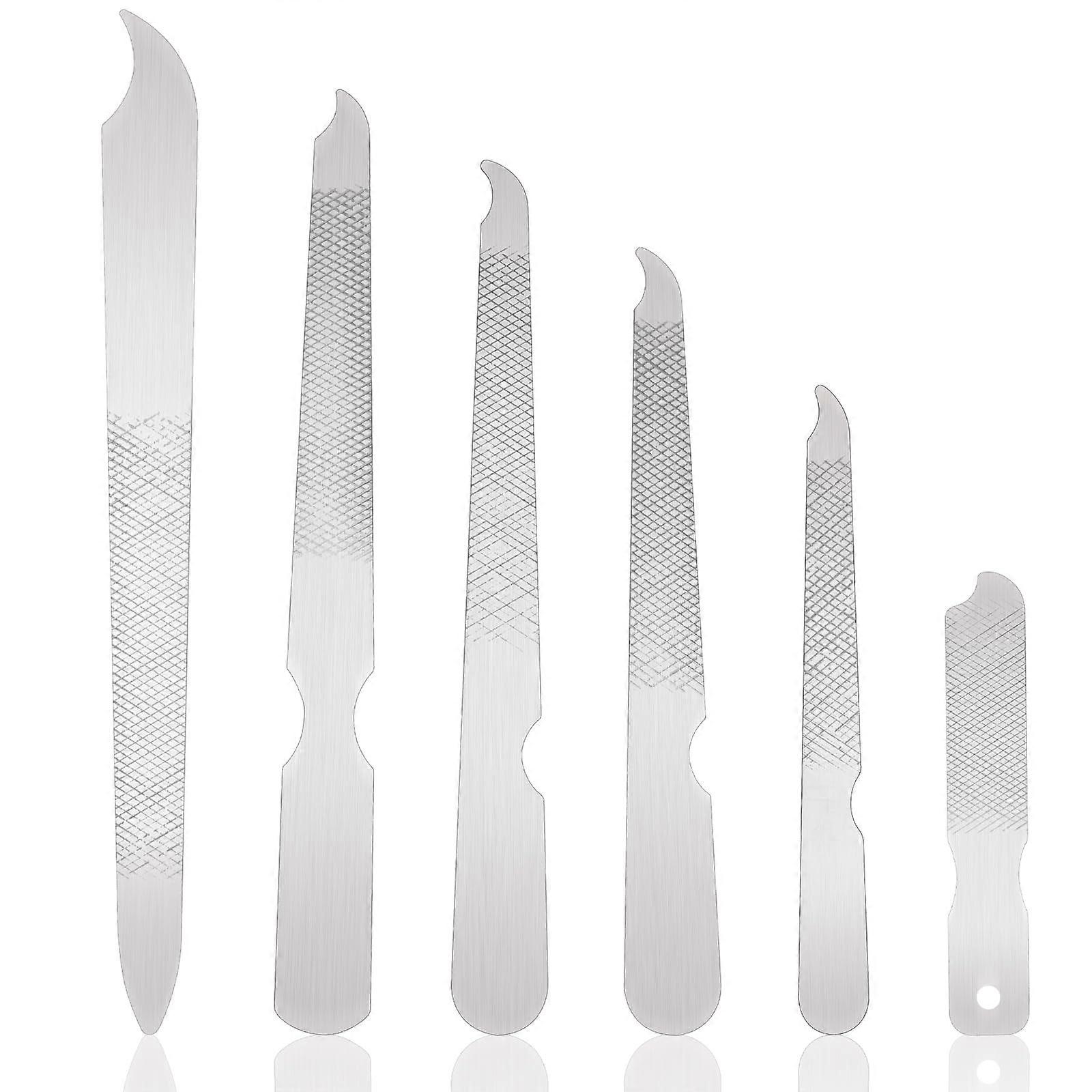 6Pcs Stainless Steel Nail File Set DoubleSided Pointed Tip Metal Files for Fingernails and Toenails