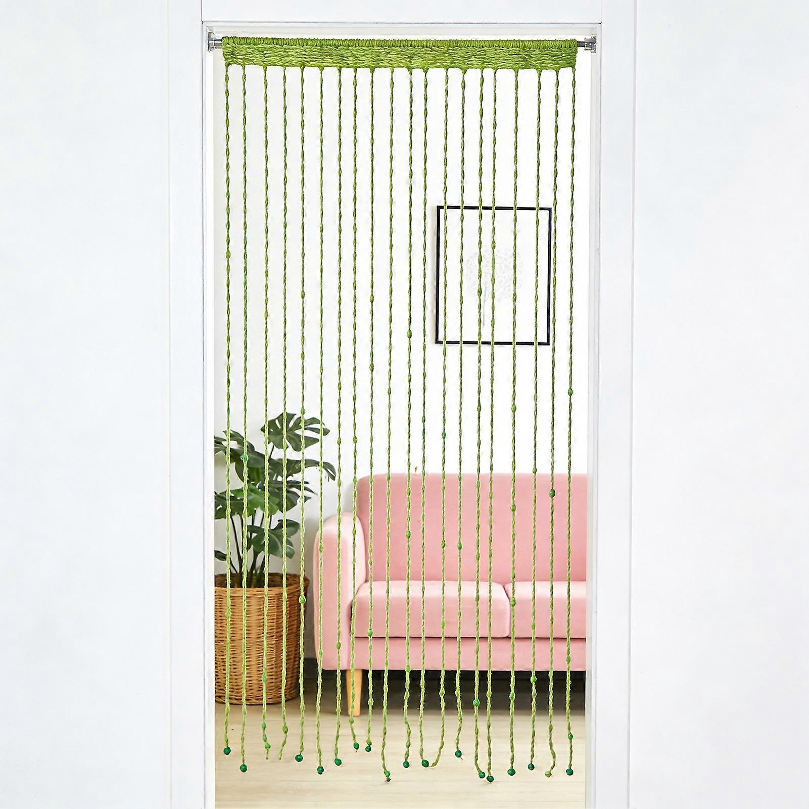 String Door Curtain with Soft Balls Tassel, Decorative Room Divider for Home