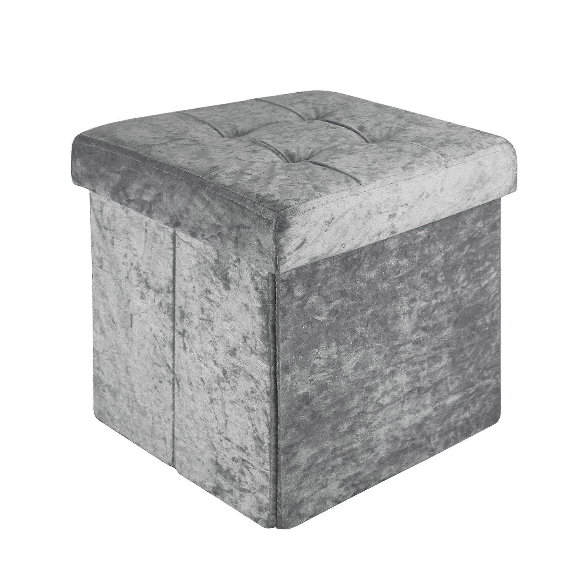 Vikbar pall 30x30x30 cm - sittkub med förvaringsutrymme och lock med sammetsskydd