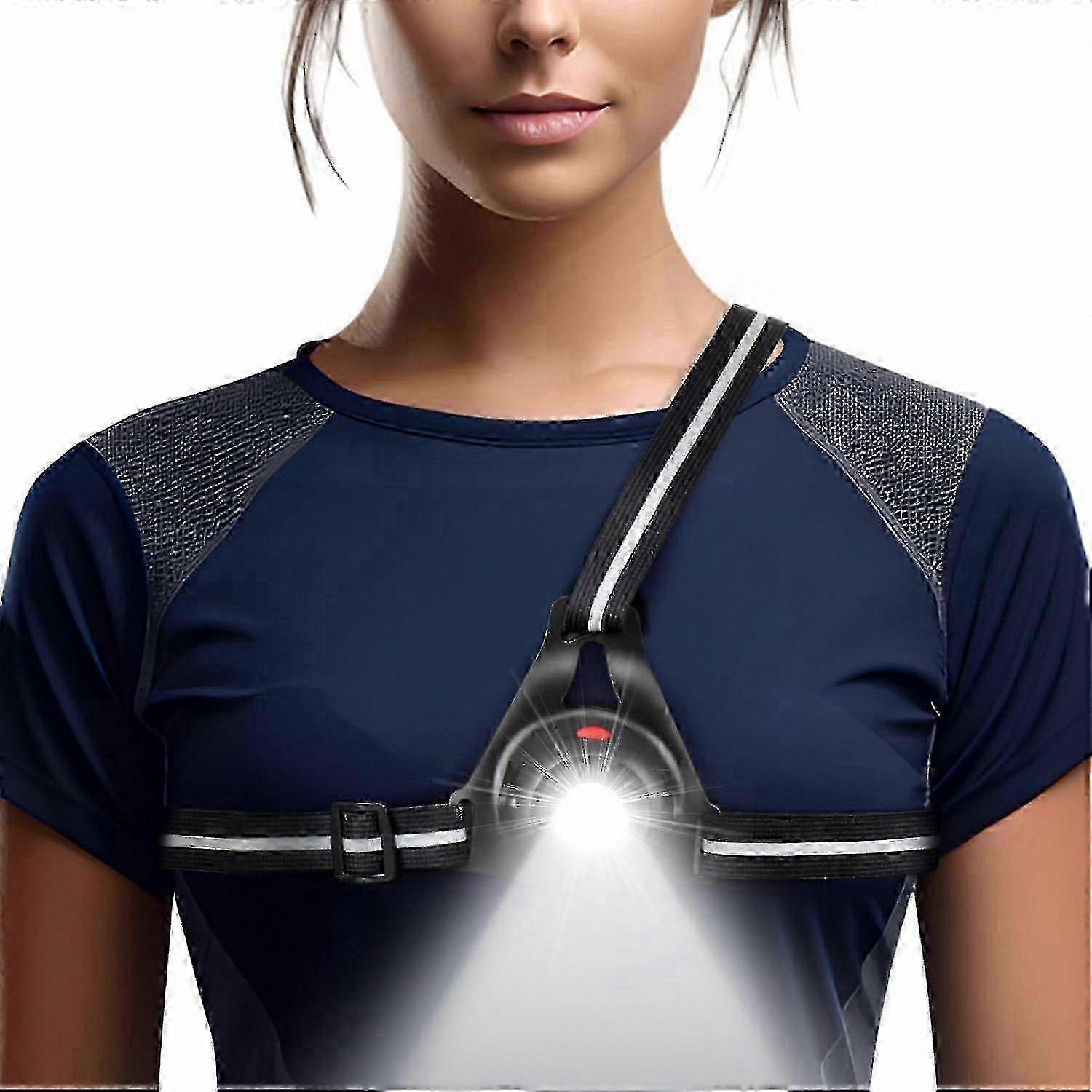 Rechargeable Running Lights with 120° Adjustable Beam, 360° Reflective Band, 3 Modes, IP65 Waterproof Chest Torch for Runners