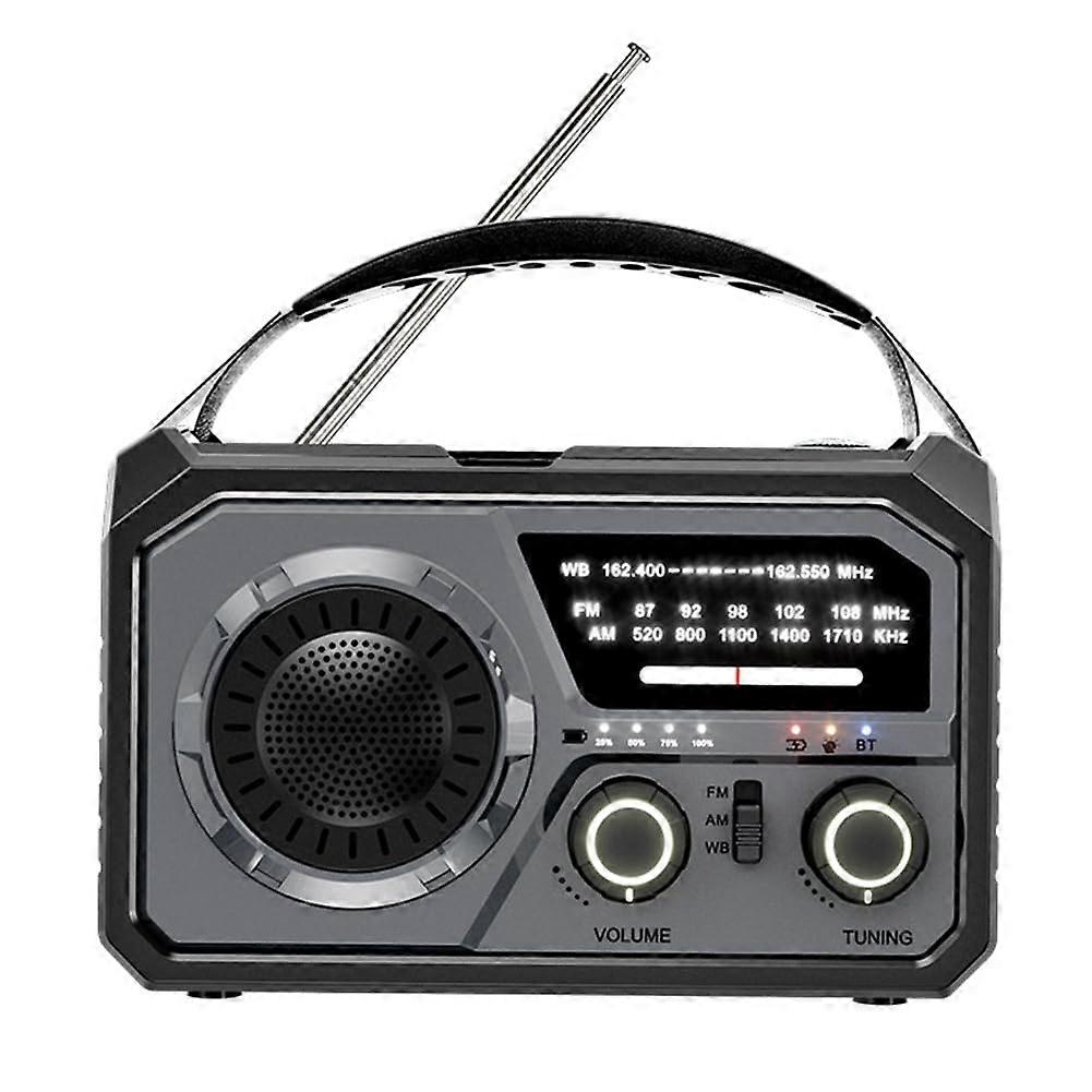Emergency Weather Radio Bluetooth 5.3 Hand Crank Solar Powered AM/FM with SOS Flashlight 16000mAh