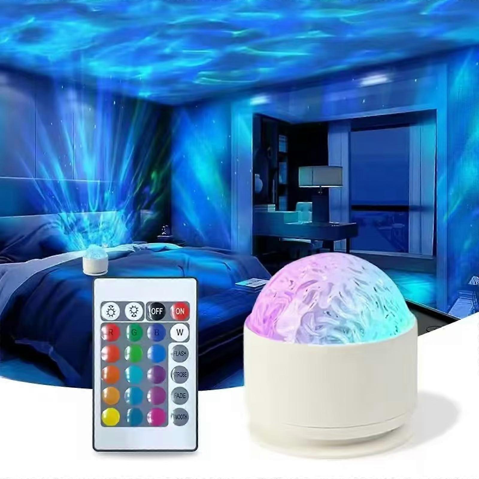 2 in 1 Northern Lights Projector 16 Color Aurora Night Light Remote Galaxy Light USB Rechargeable Ocean Wave Projector