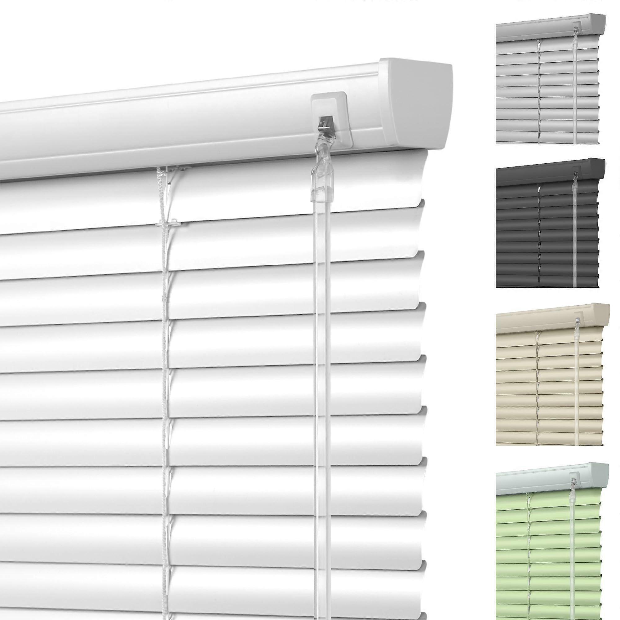 Cordless Aluminum Mini Blinds for Windows, Custom Fit, ChildSafe, Easy Install, White