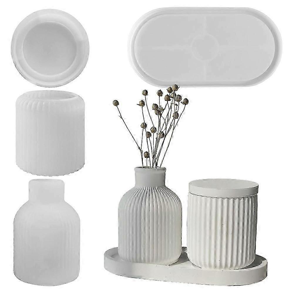 Silicone Planter Molds, 4 Pcs Plaster Vase Silicone Mould