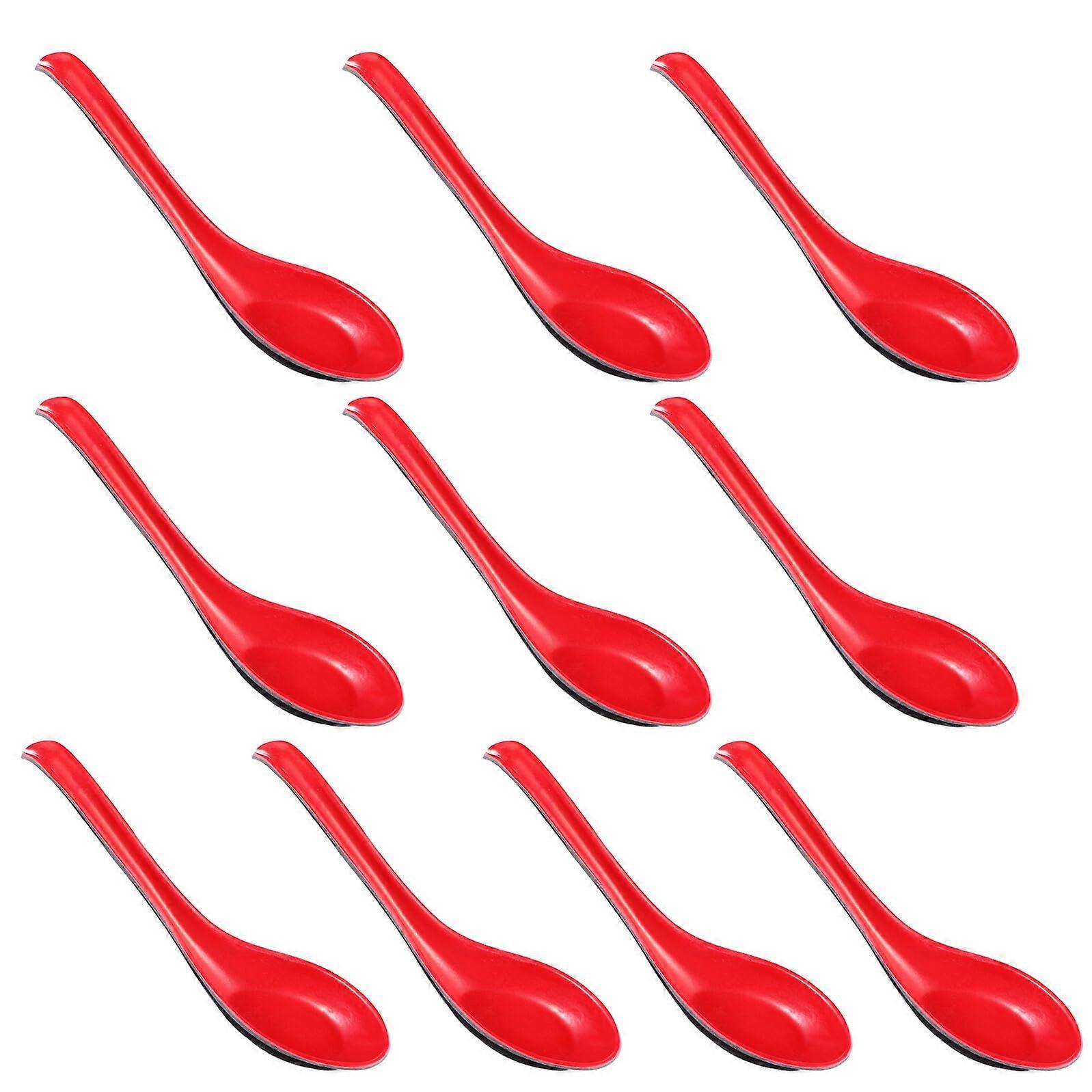 10Pcs Colorful Plastic Soup Serving Spoons Long Handle Large Capacity Durable Tableware for Dining