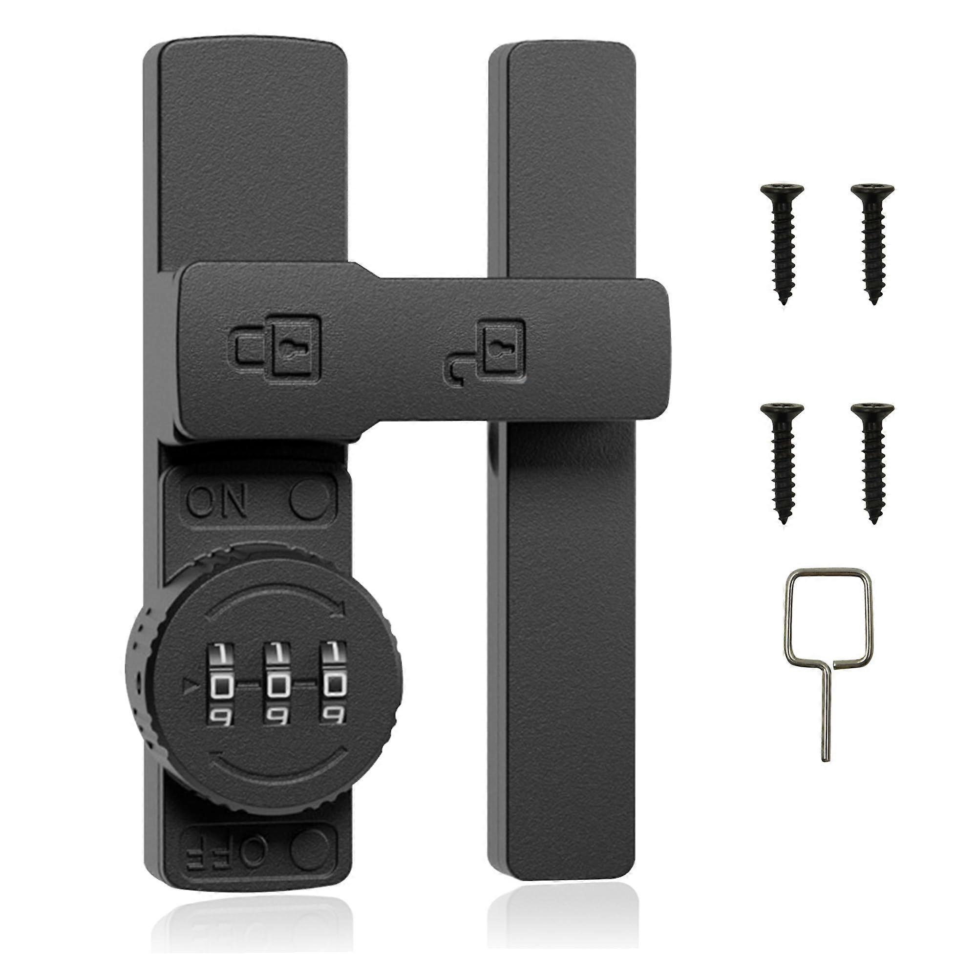 Keyless Combination Barn Door Latch, Rustproof Outdoor Gate Lock with Code, 3Digit Sliding Bolt