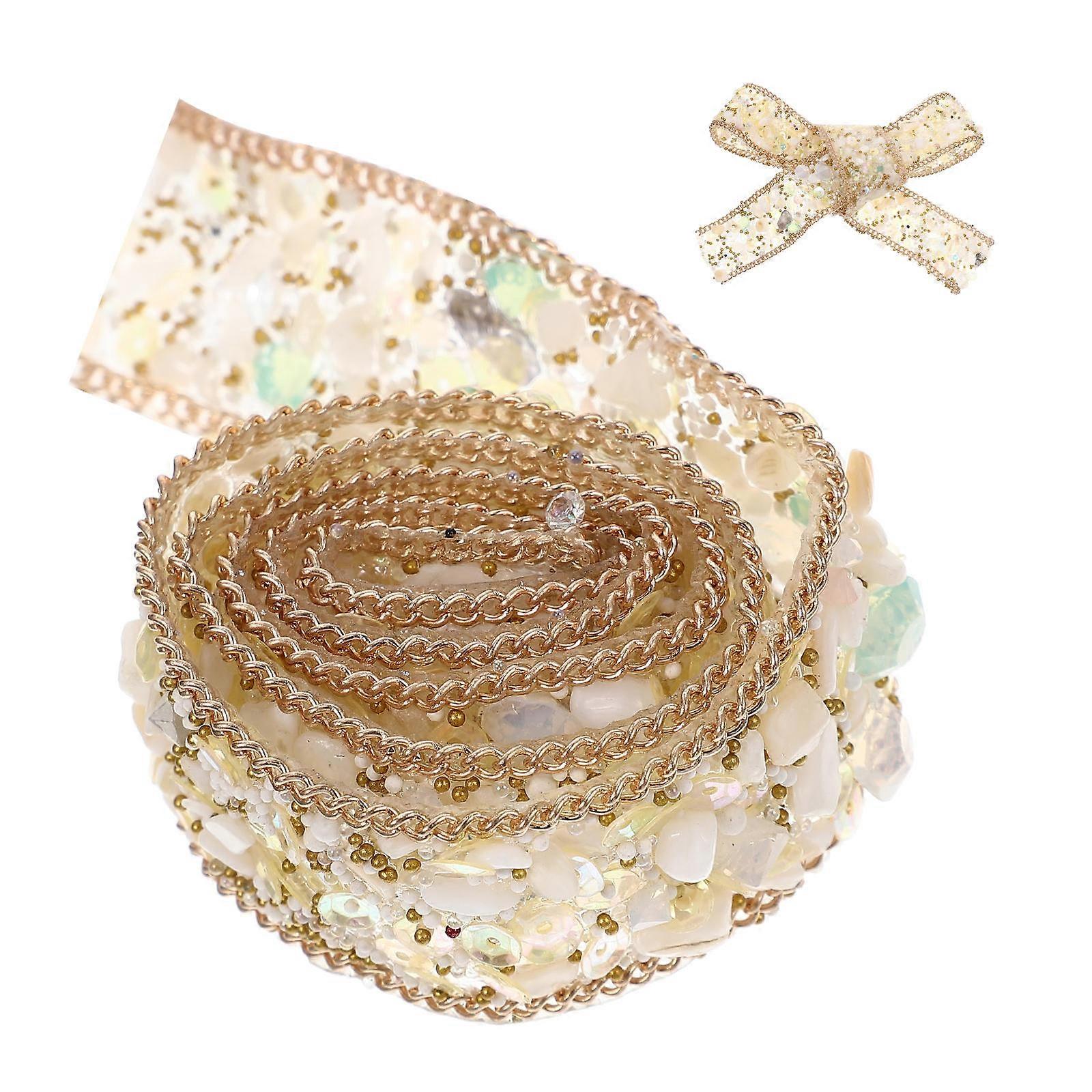 Golden Cuttable Rhinestone Trim Decorative Clothes Ribbon 1 Roll