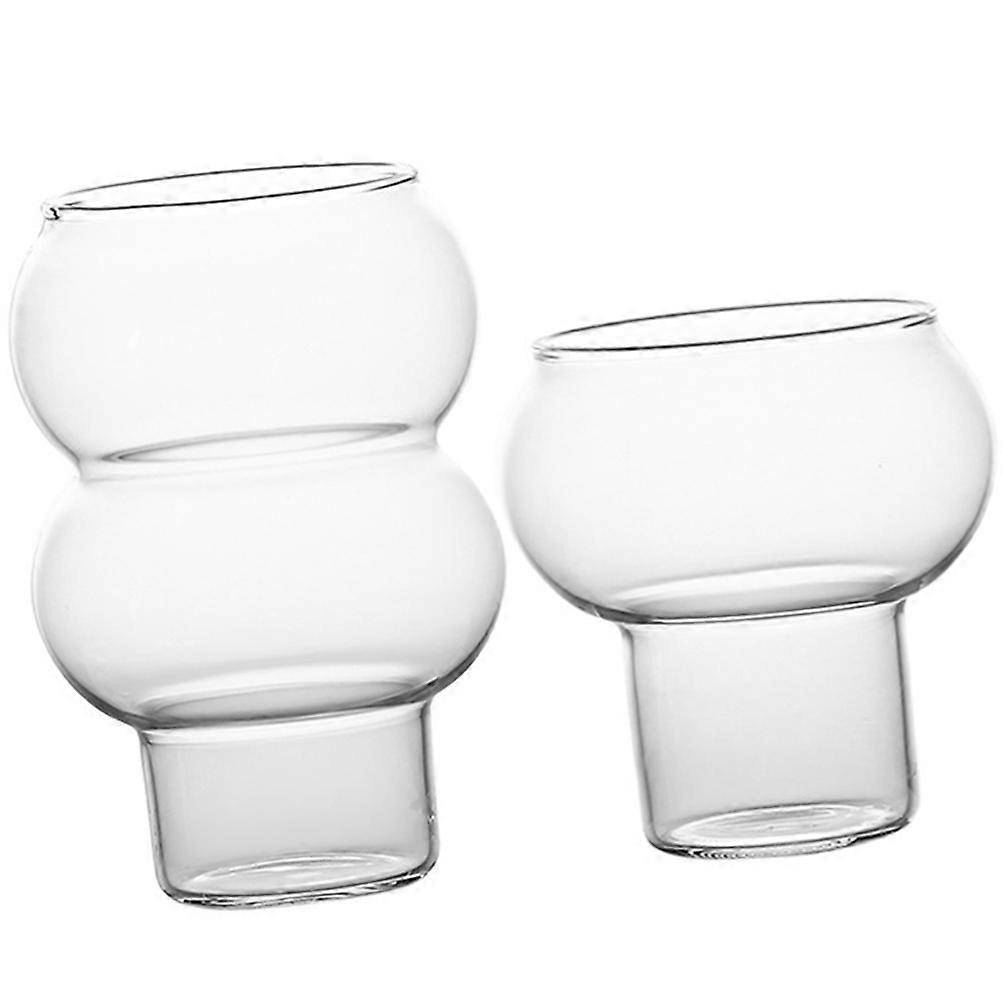 Transparent Glass Dessert Cup for Beverage Use 2Pcs Pack