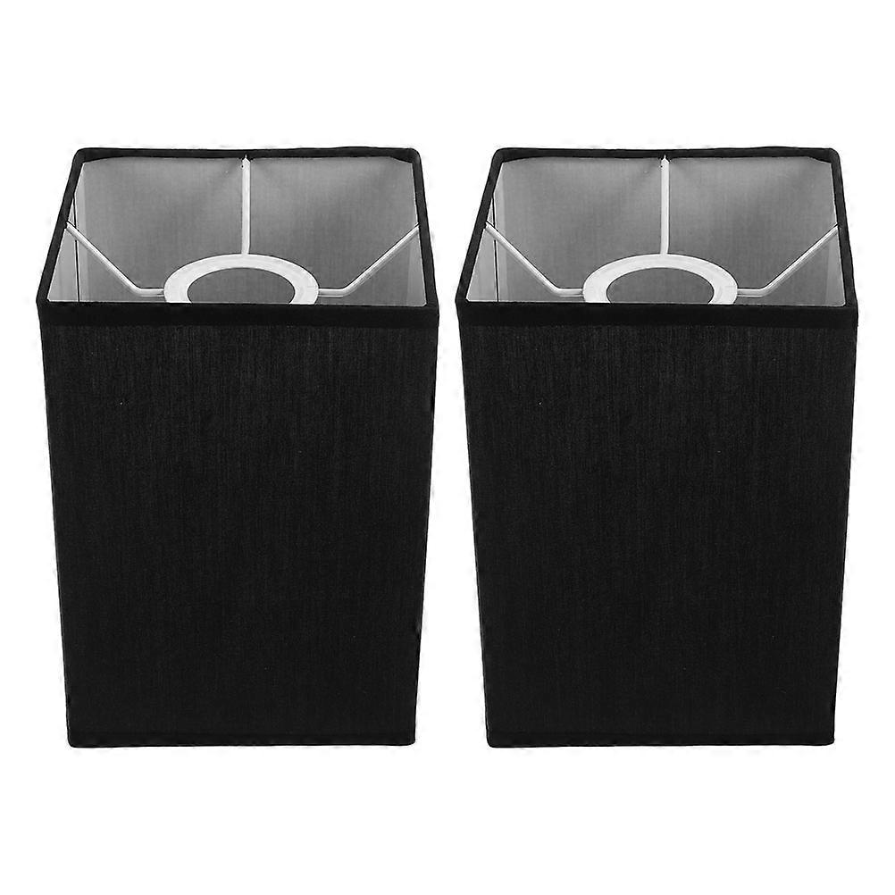 Square Fabric Lamp Shade Black for Decor 2Pcs E27 Bulb Covers